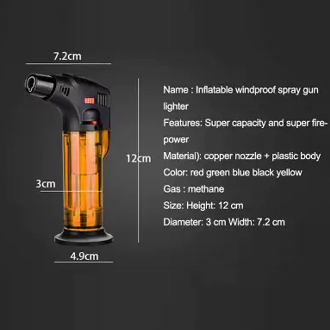 First Dot Jet Flame Lighter – Windproof Butane Refillable Torch for BBQ, Camping & Cigars