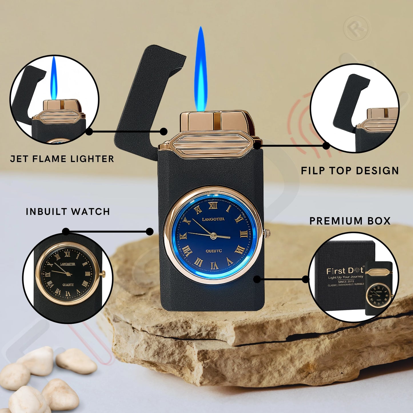 Aurum Luxury Classic Analog Watch Lighter for Men - Black