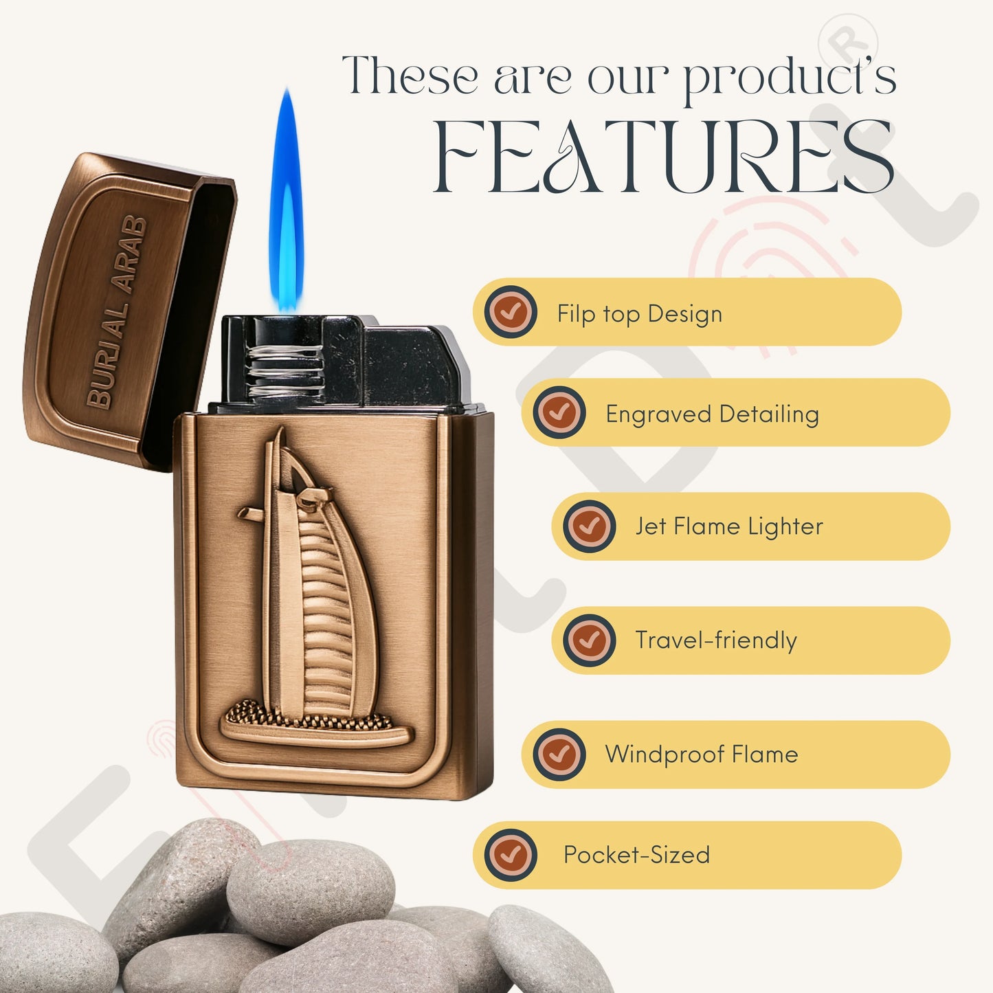 Burj Al Arab – Vintage Brass Finish | Jet Flame Torch - Brown