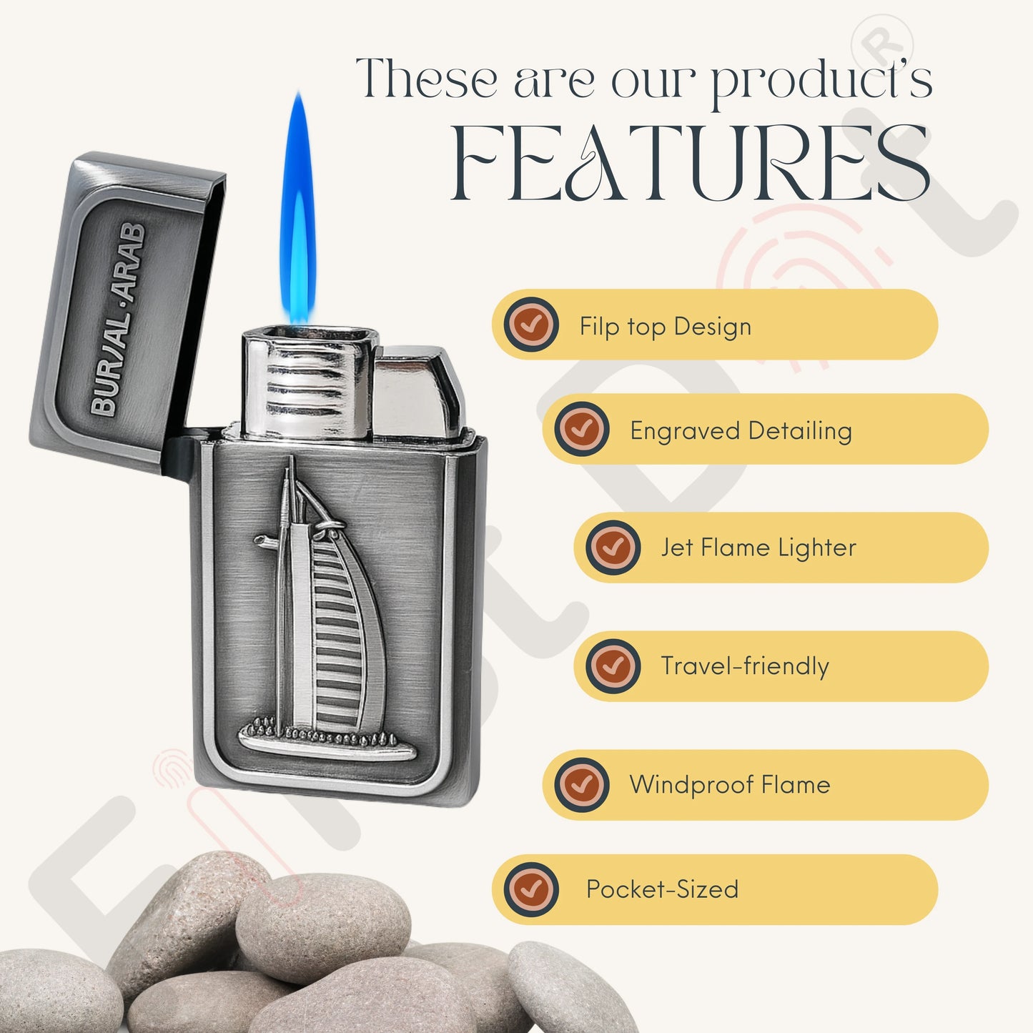 Burj Al Arab – Vintage Brass Finish | Jet Flame Torch - Silver