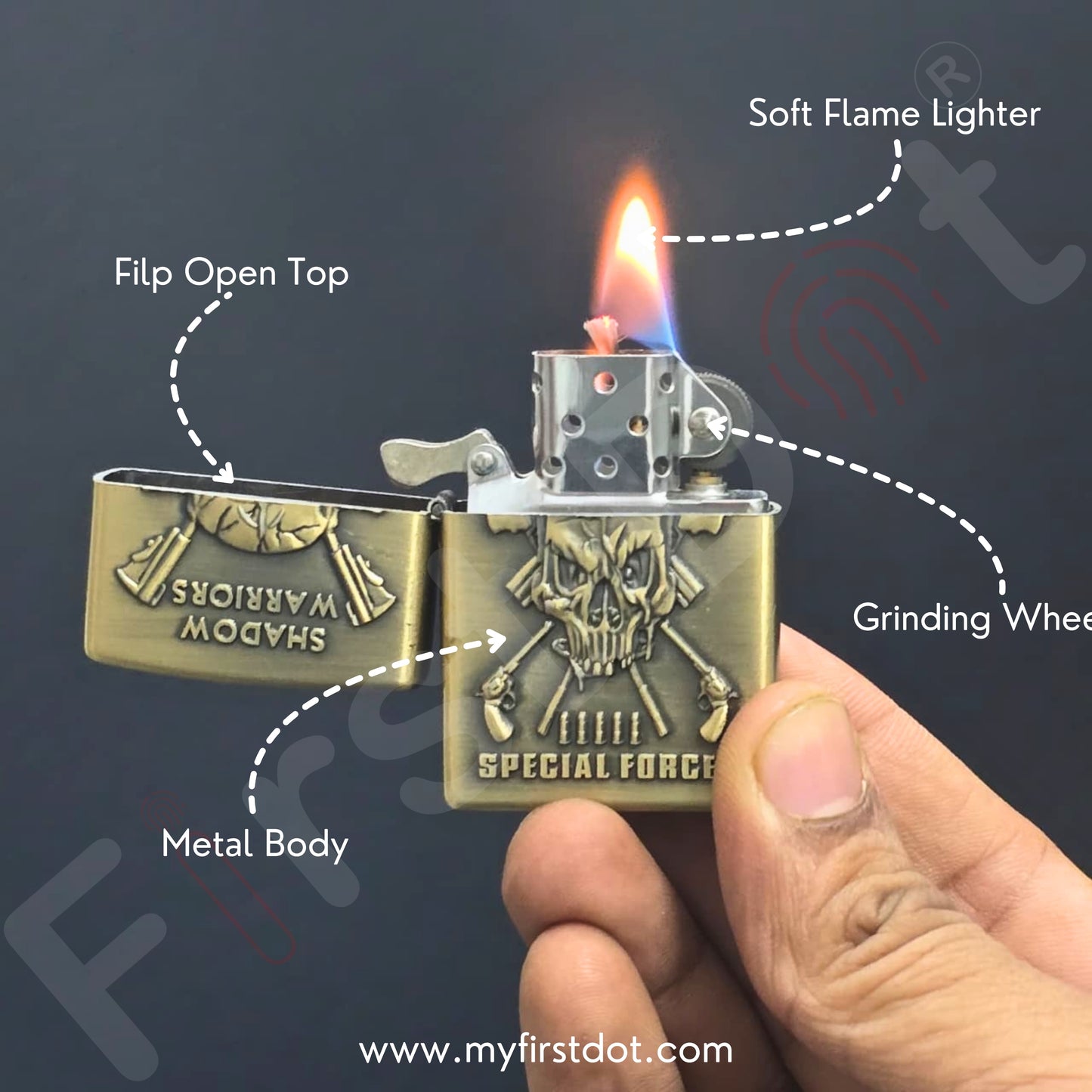 Combo of 2 Embossed Metal Cigarette Lighters + Free 50ml Fuel