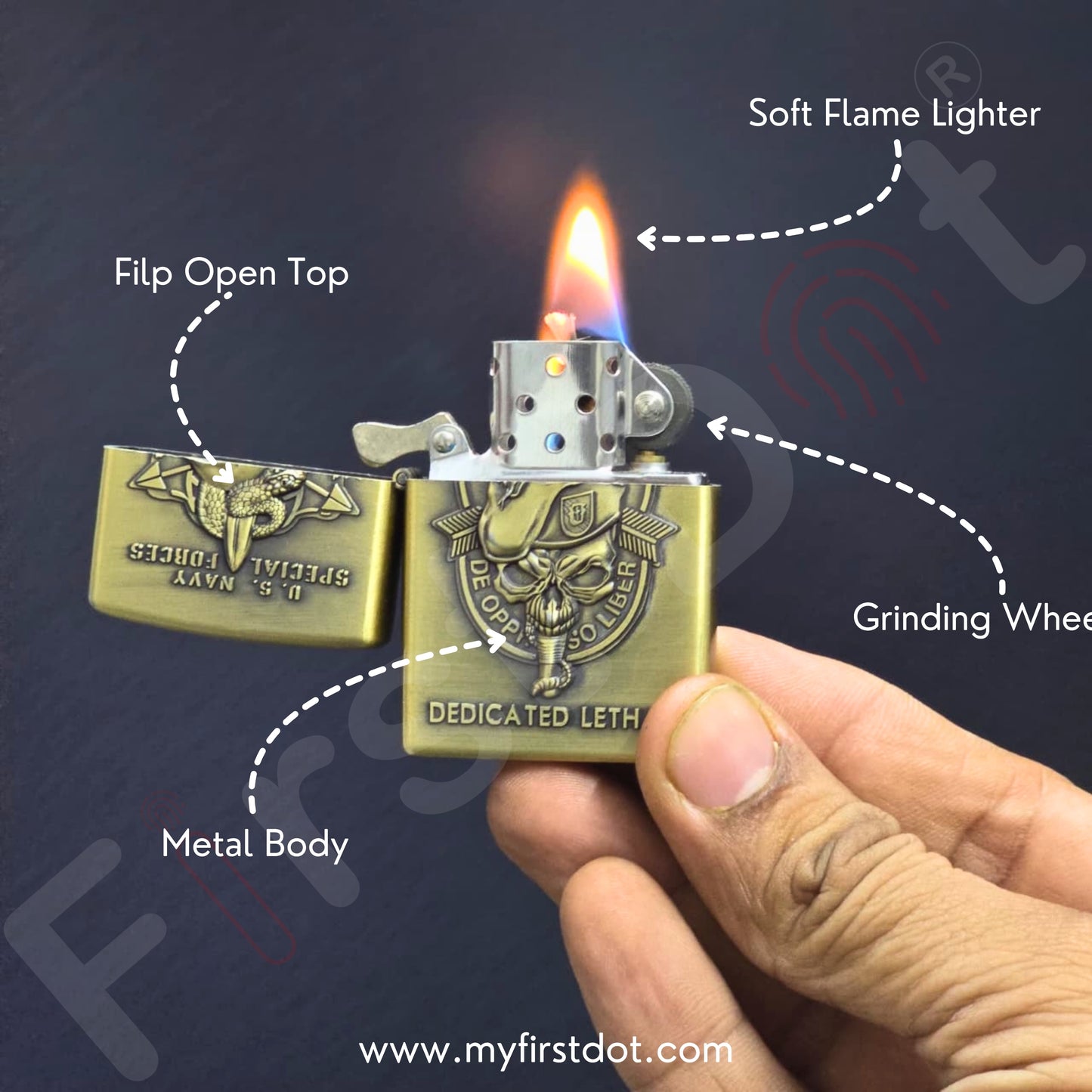 Combo of 2 Embossed Metal Cigarette Lighters + Free 50ml Fuel