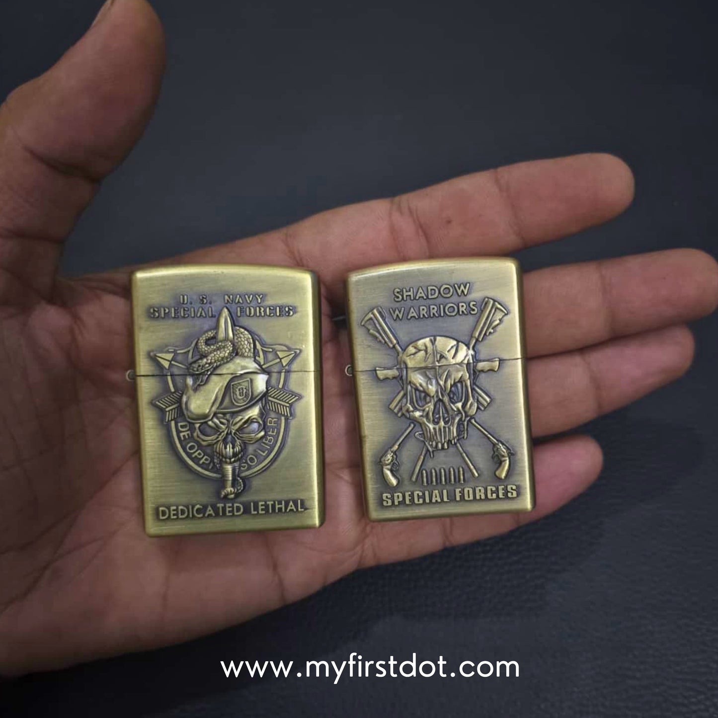 Combo of 2 Embossed Metal Cigarette Lighters + Free 50ml Fuel