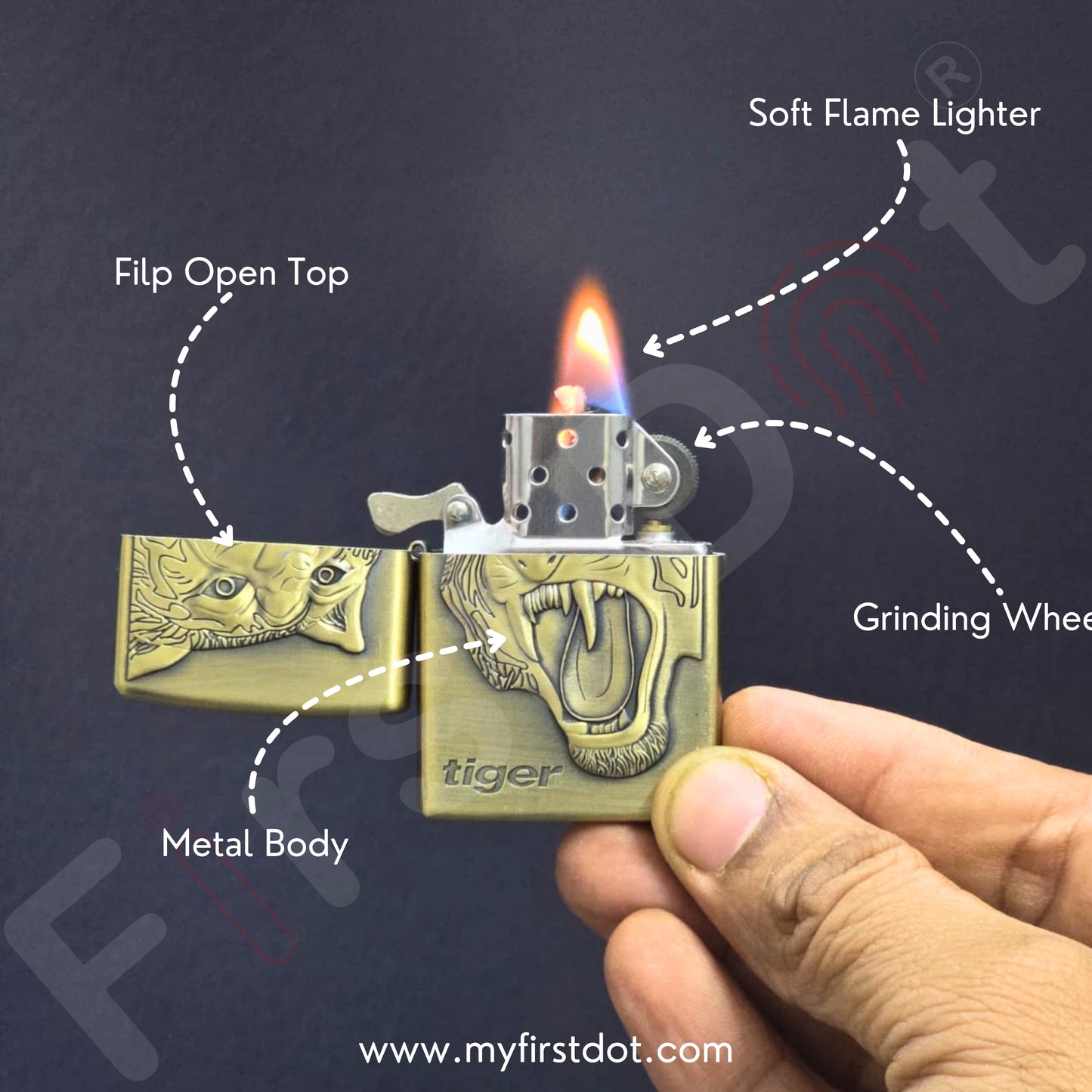 Combo of 2 Embossed Metal Cigarette Lighters + Free 50ml Fuel