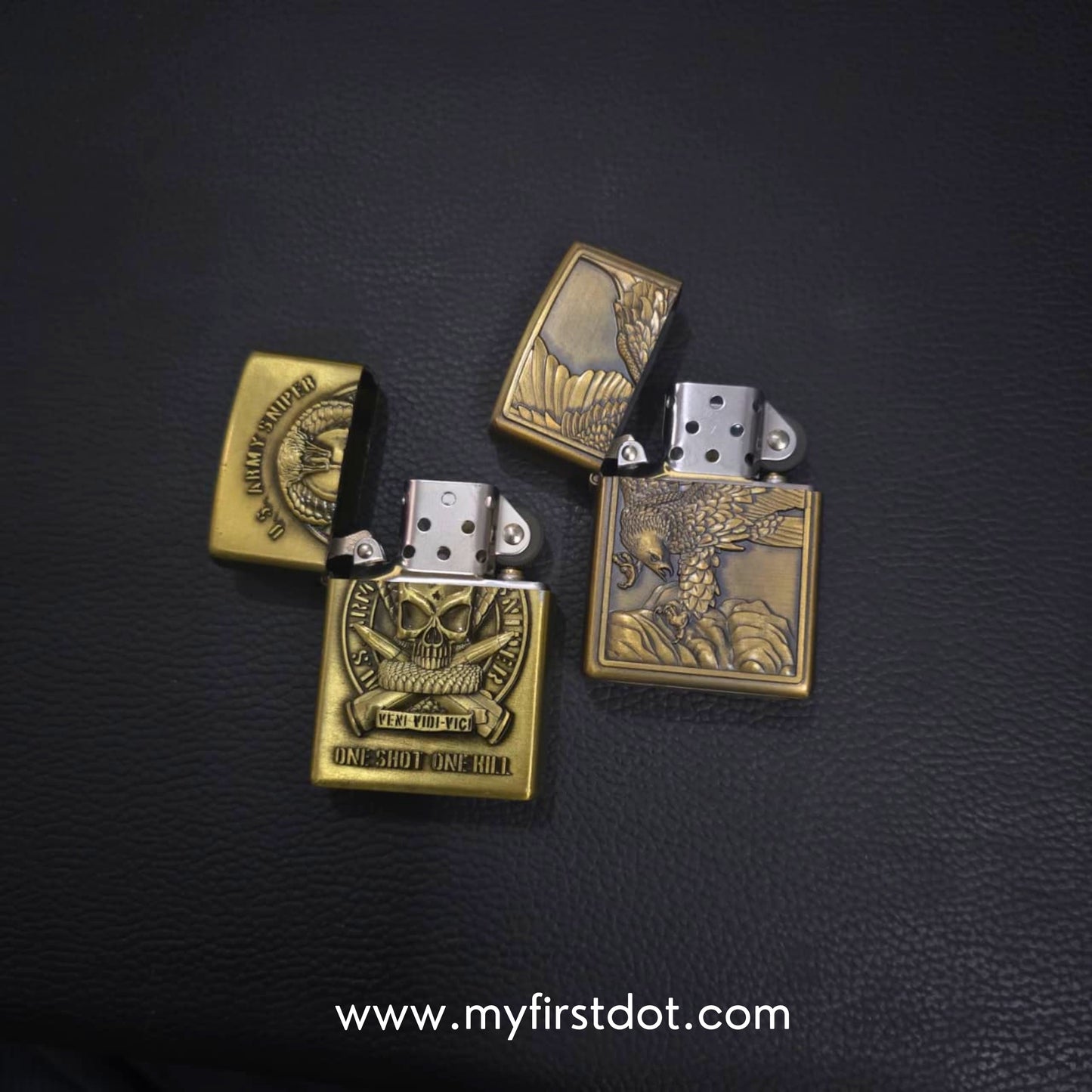 Combo of 2 Embossed Metal Cigarette Lighters + Free 50ml Fuel