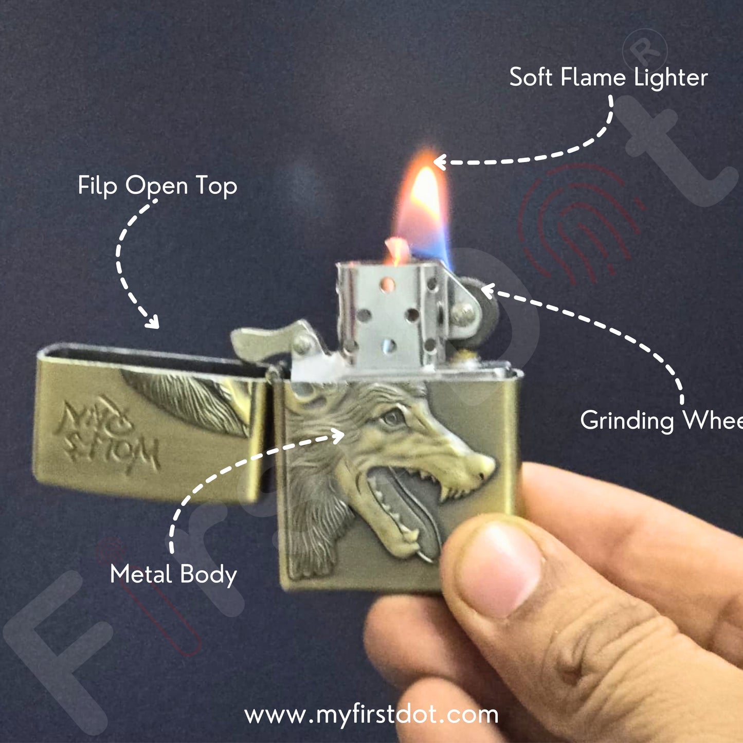 Combo of 2 Embossed Metal Cigarette Lighters + Free 50ml Fuel