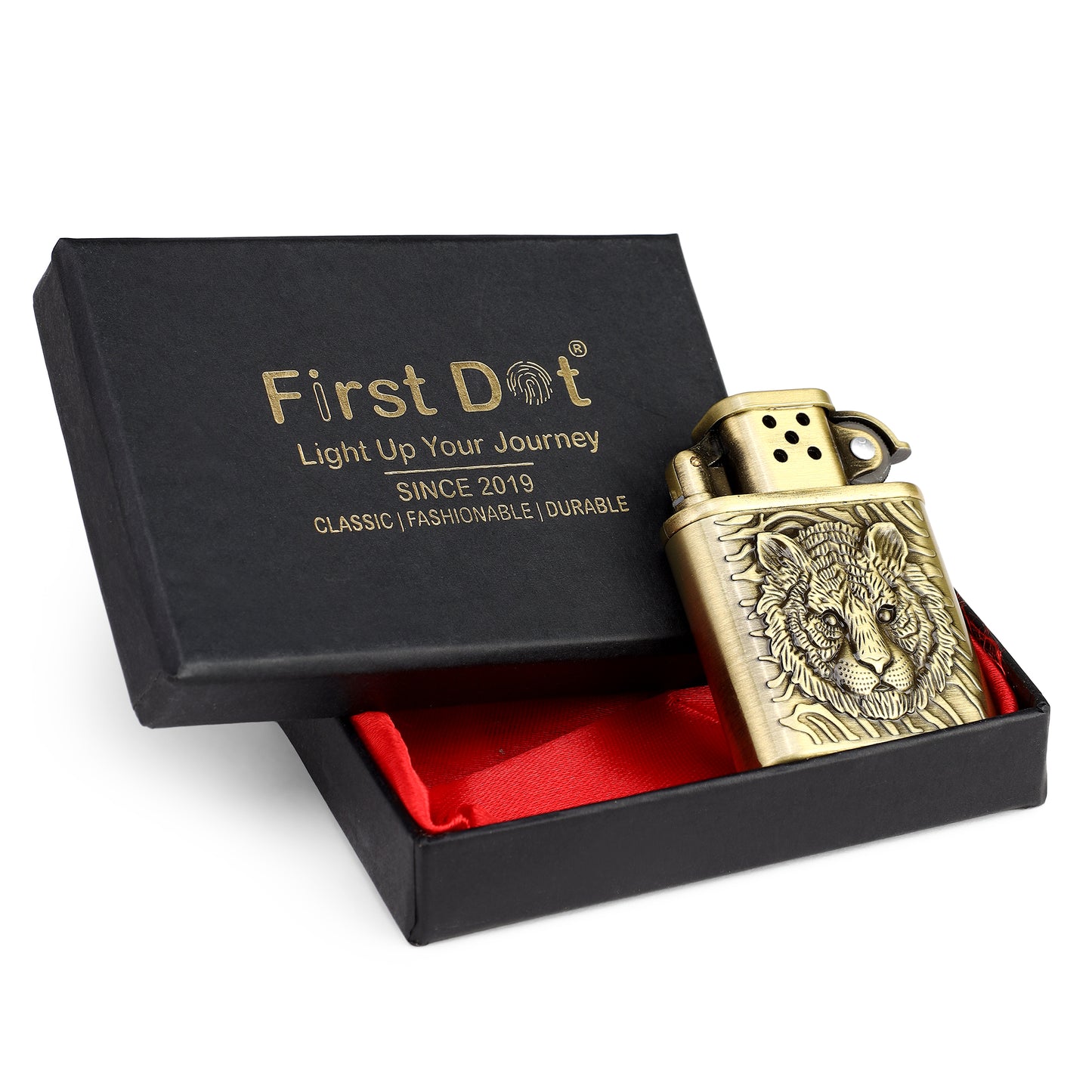 Tiger Eye Embossed Premium Refillable Cigarette Lighter – Perfect for Gifting | First Dot