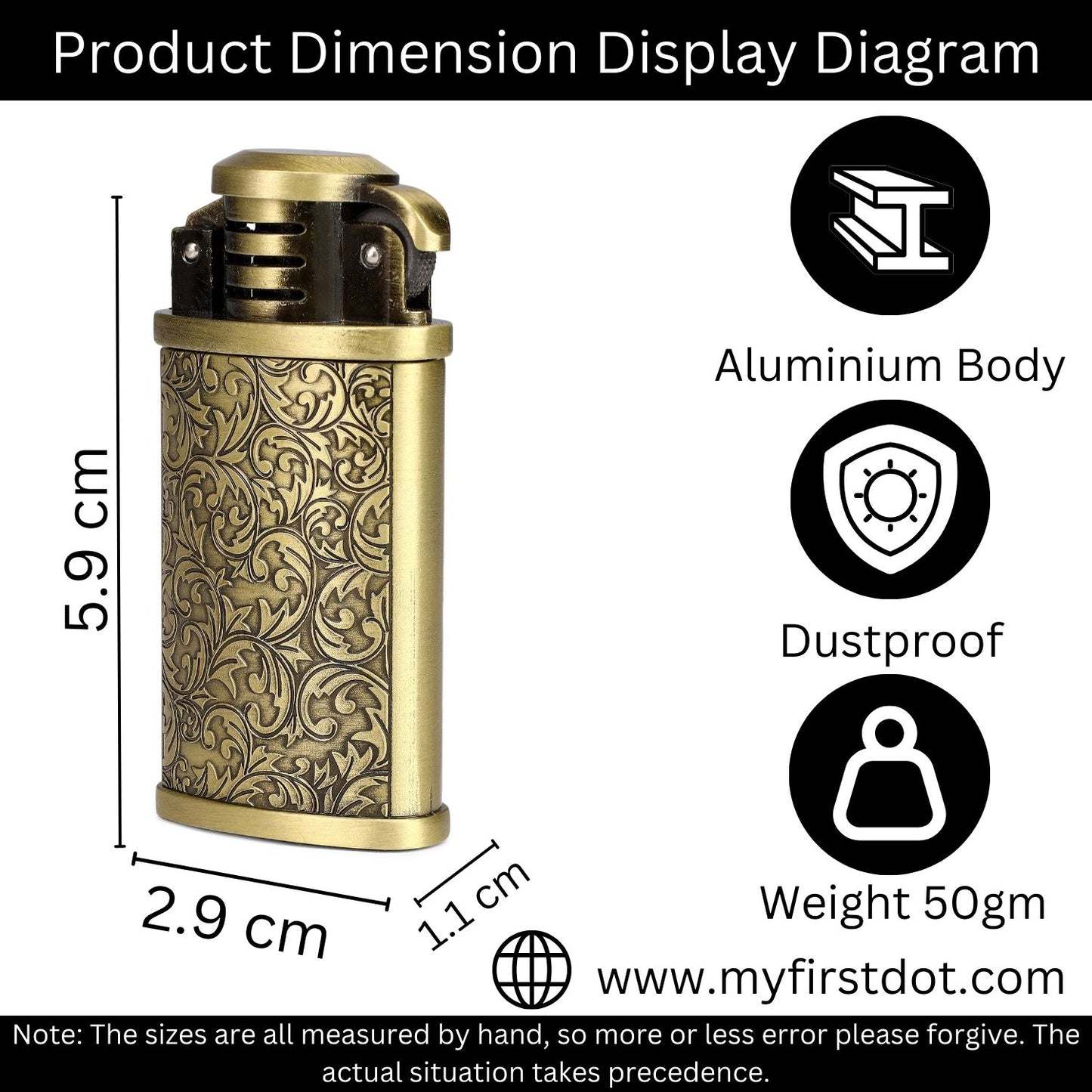 First Dot Vintage Grinding Wheel Luxury Windproof Lighter Men's Gift Lighter - Pocket Lighter