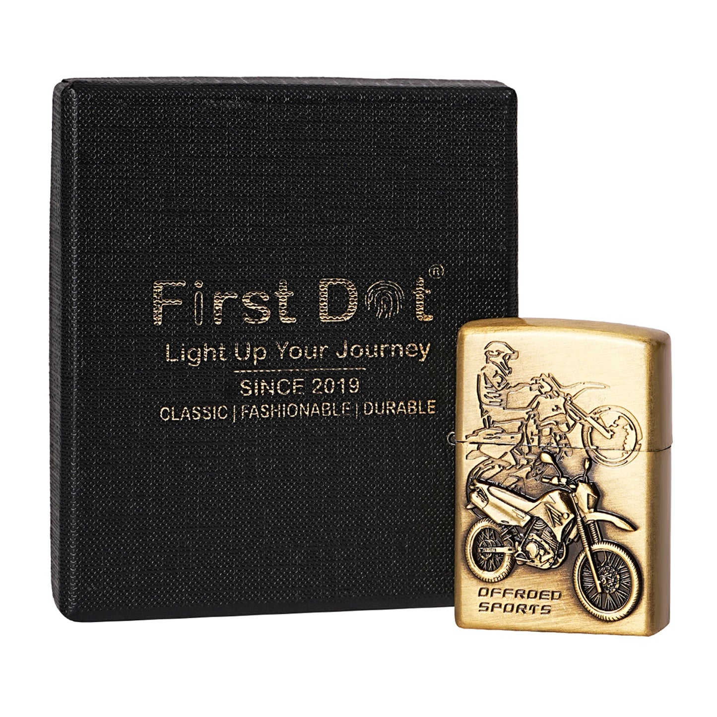 Off Road Bike Embossed Premium Refillable Cigarette Lighter – Perfect for Gifting | First Dot