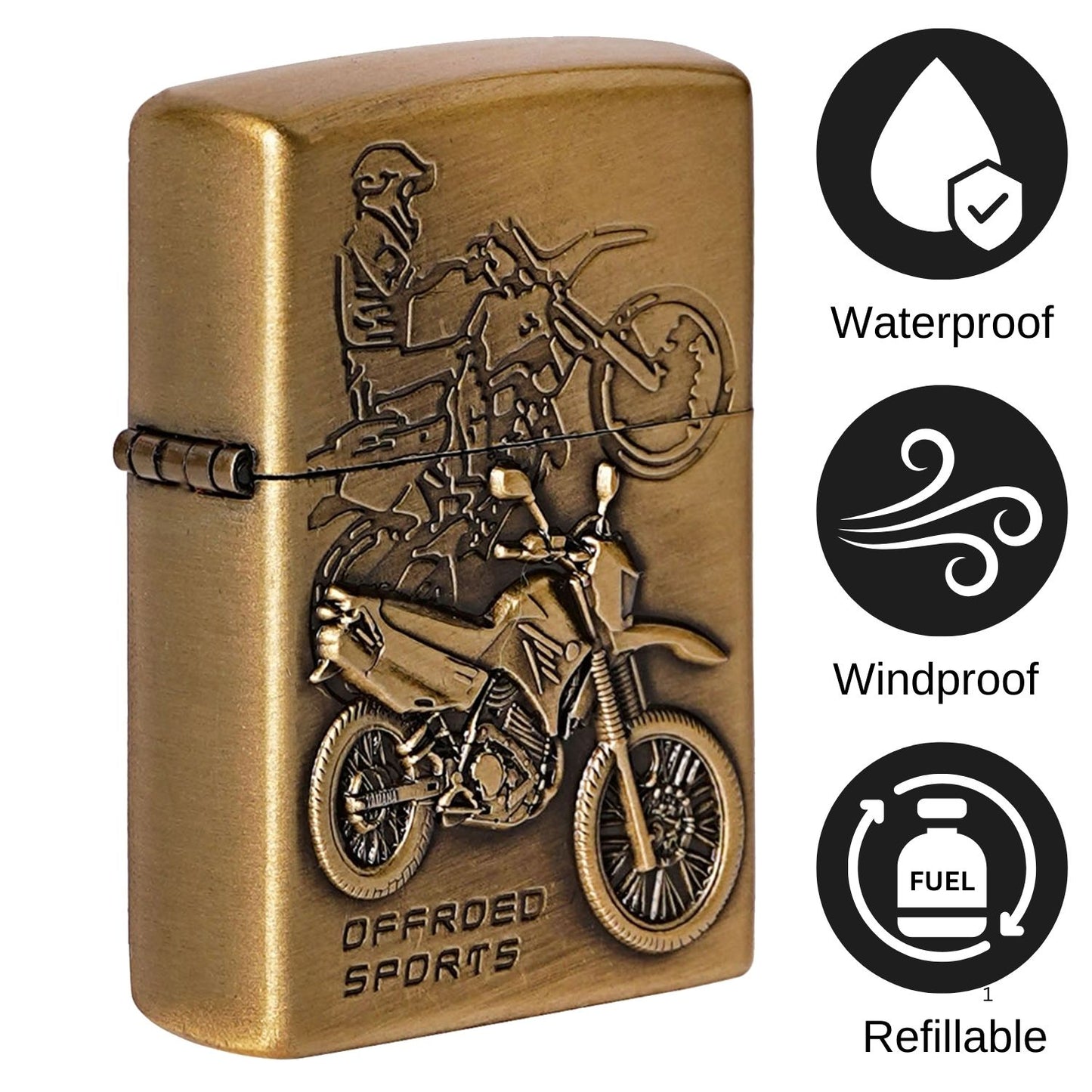 Off Road Bike Embossed Premium Refillable Cigarette Lighter – Perfect for Gifting | First Dot