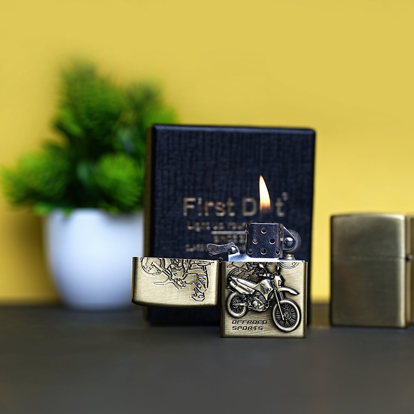 Off Road Bike Embossed Premium Refillable Cigarette Lighter – Perfect for Gifting | First Dot