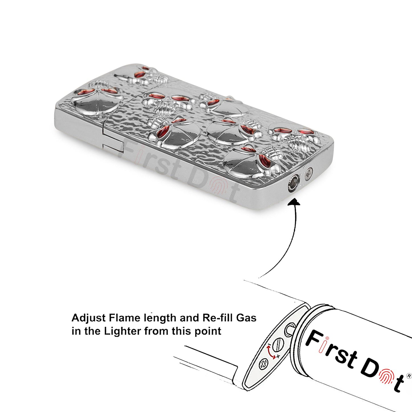 Skull Embossed Jet Flame Lighter Windproof Cigarette Lighter for Men