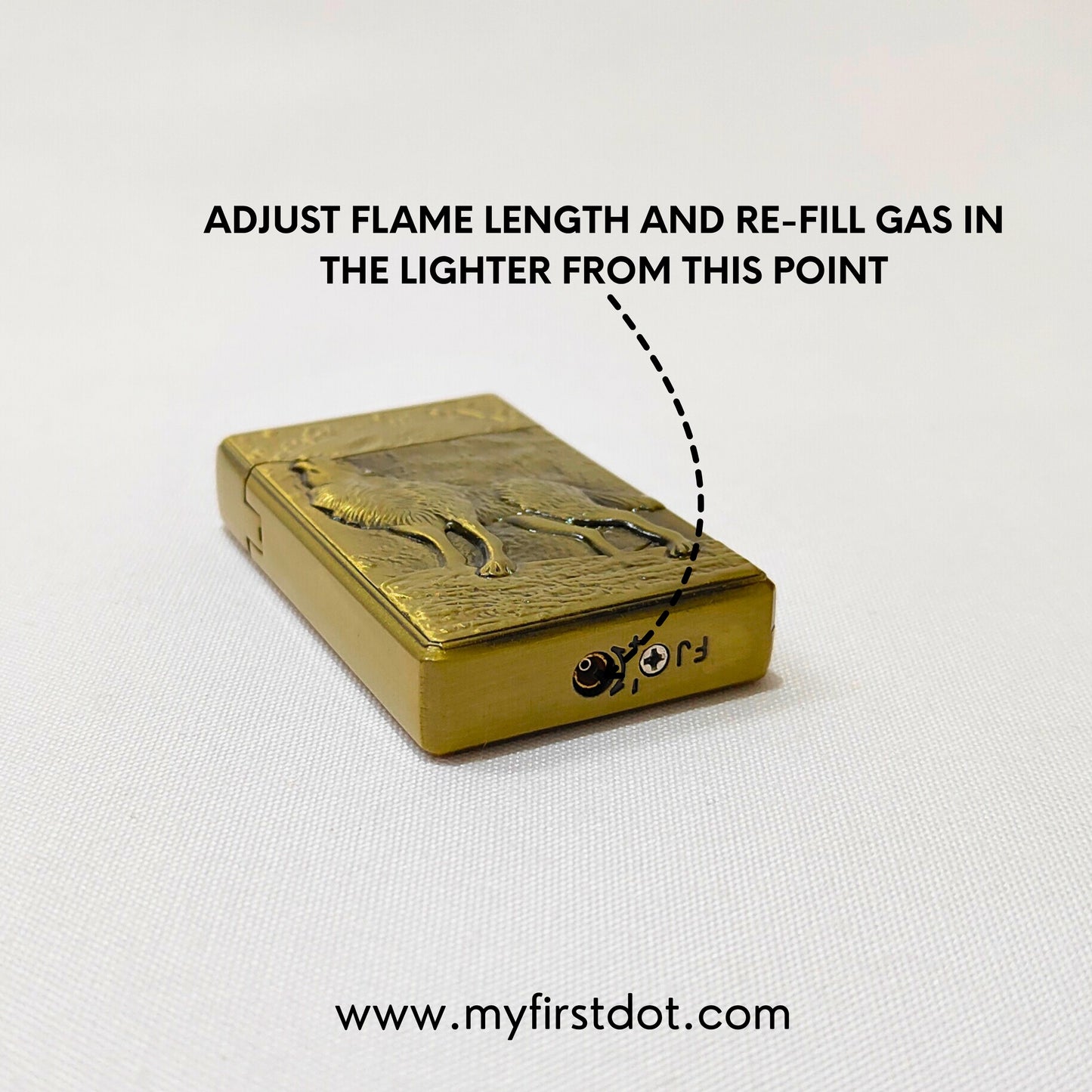 Wolf Engraved Dual Jet Flame Lighter