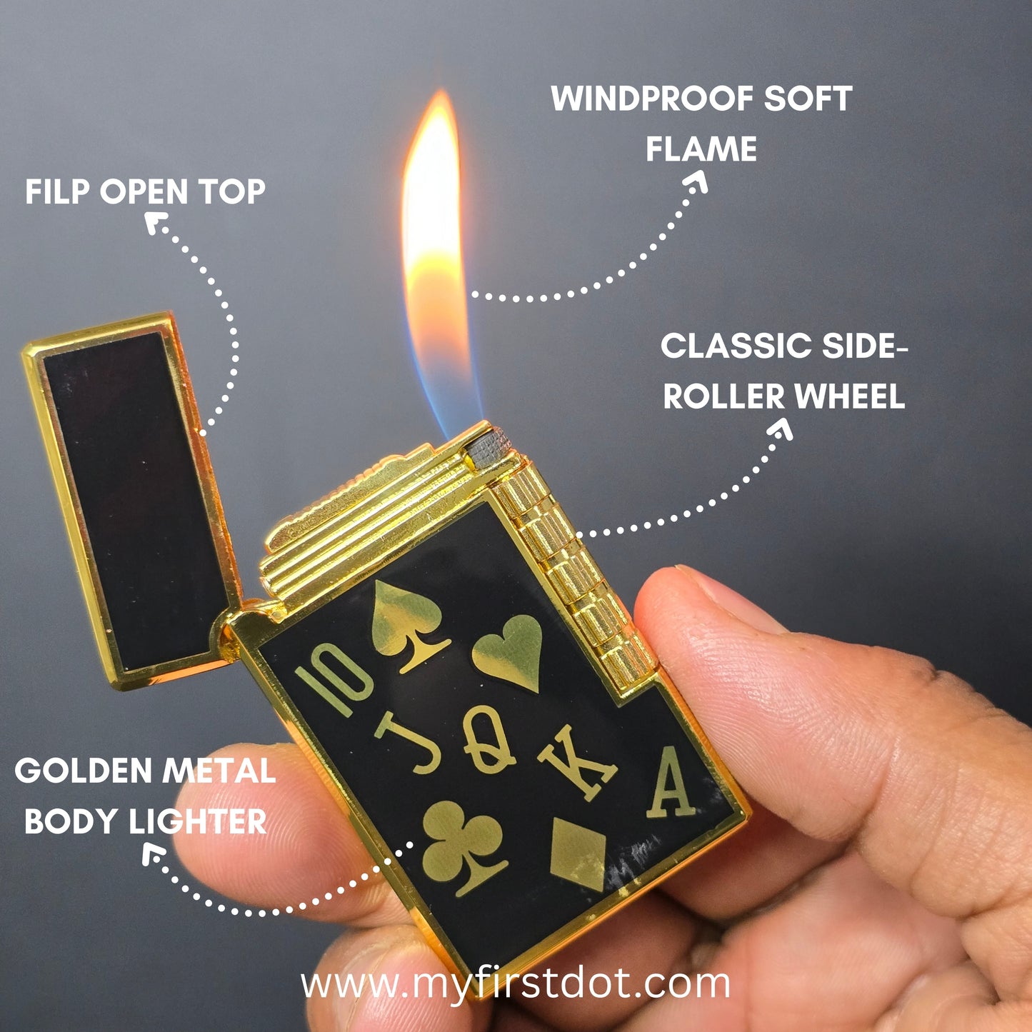 Ikka Premium Metal Body Side-Roller Flint Lighter (Butane Gas)