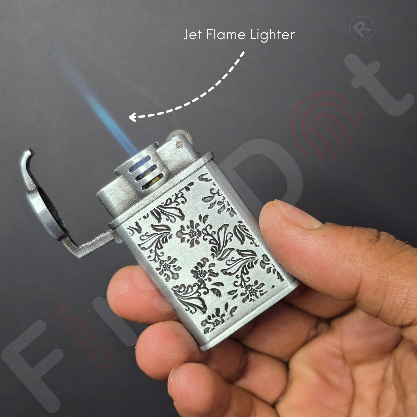 Embossed Floral Slim Jet Fire Lighter – Windproof & Stylish