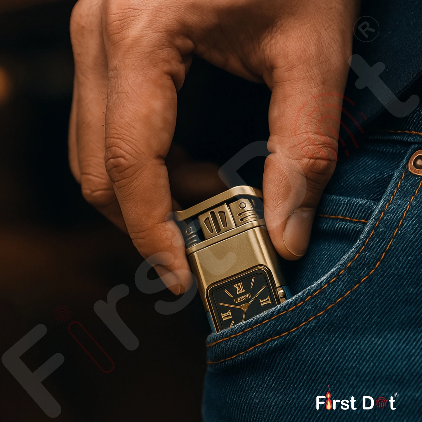 Premium Transparent Clock Lighter – Lighter for Men Beige