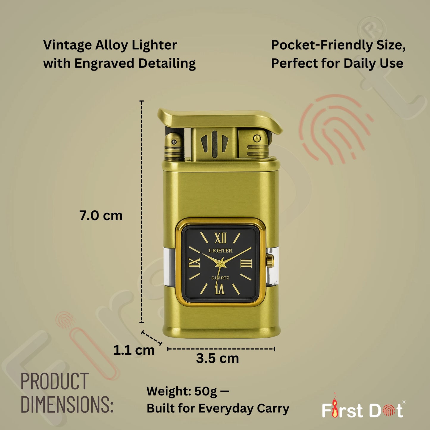 Premium Transparent Clock Lighter – Lighter for Men Beige