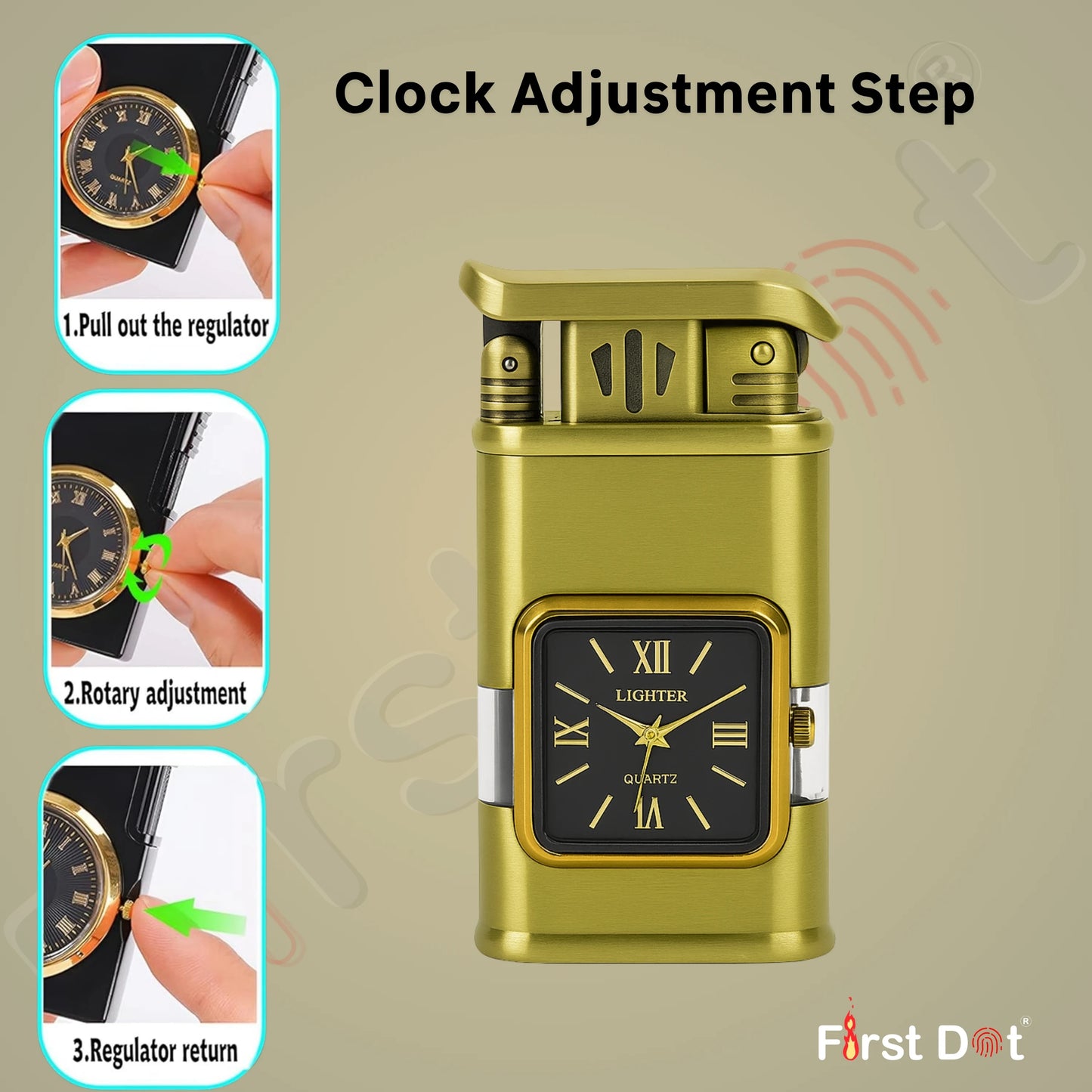 Premium Transparent Clock Lighter – Lighter for Men Beige