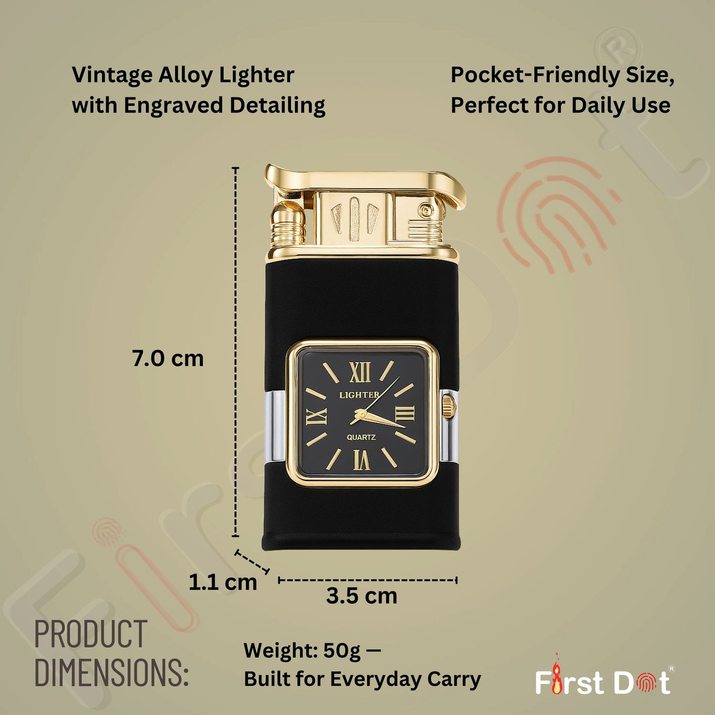 Premium Transparent Clock Lighter – Lighter for Men Black
