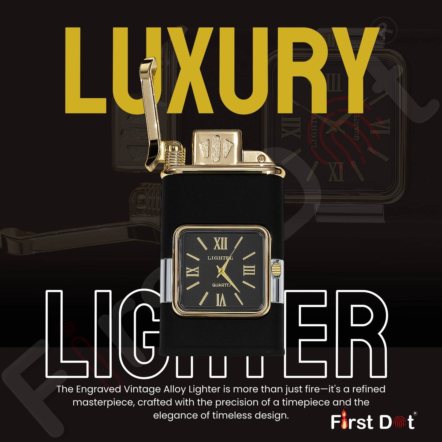 Premium Transparent Clock Lighter – Lighter for Men Black