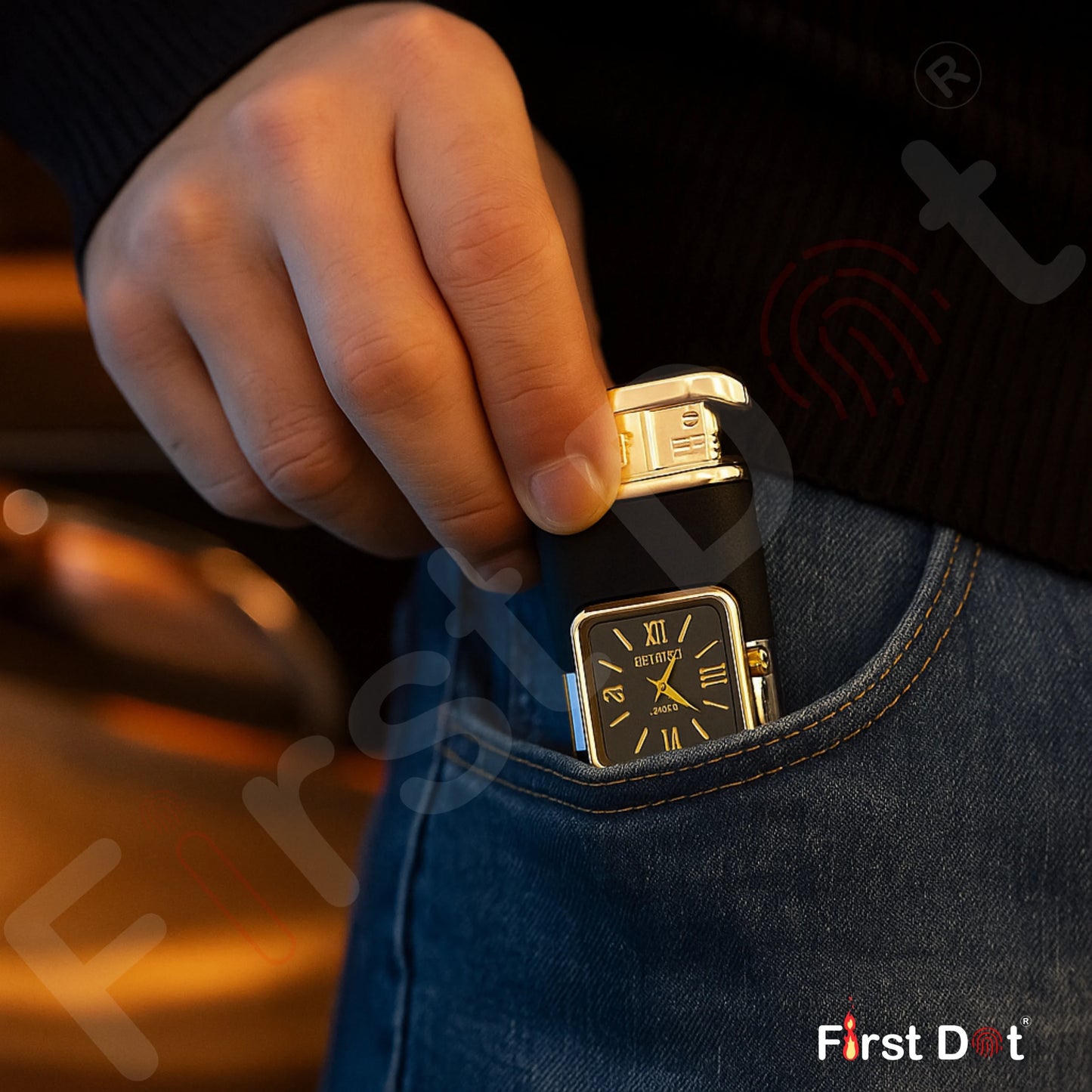 Premium Transparent Clock Lighter – Lighter for Men Black