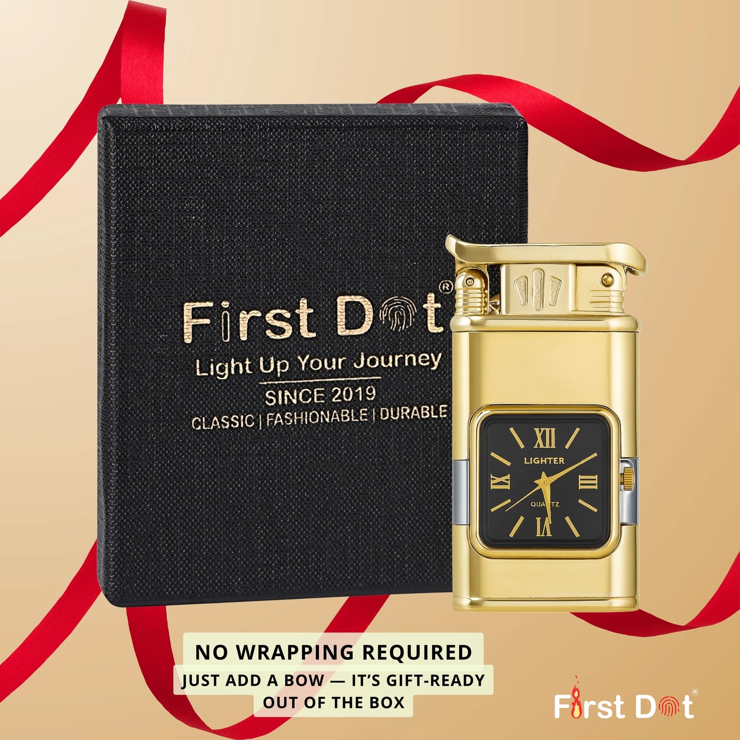 Premium Transparent Clock Lighter – Lighter for Men Gold
