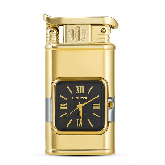 Premium Transparent Clock Lighter – Lighter for Men Gold