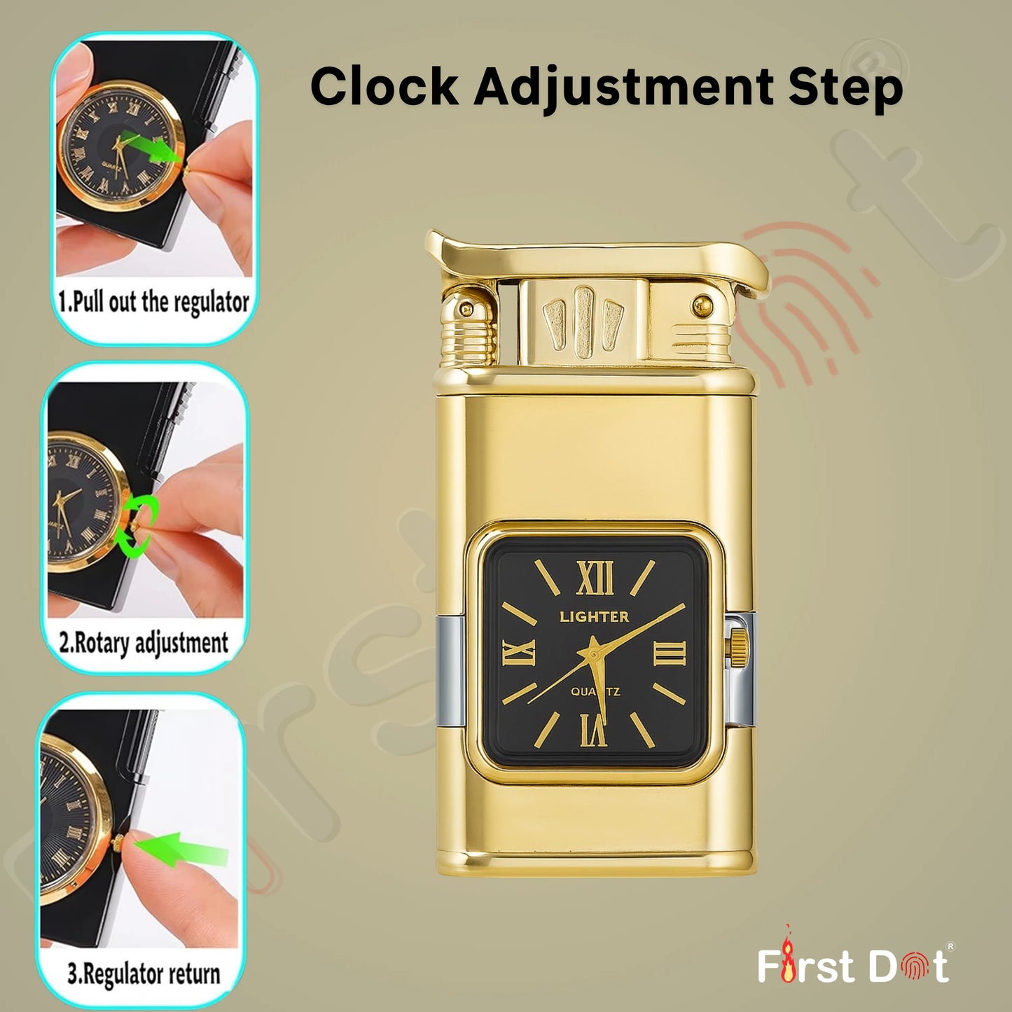 Premium Transparent Clock Lighter – Lighter for Men Gold