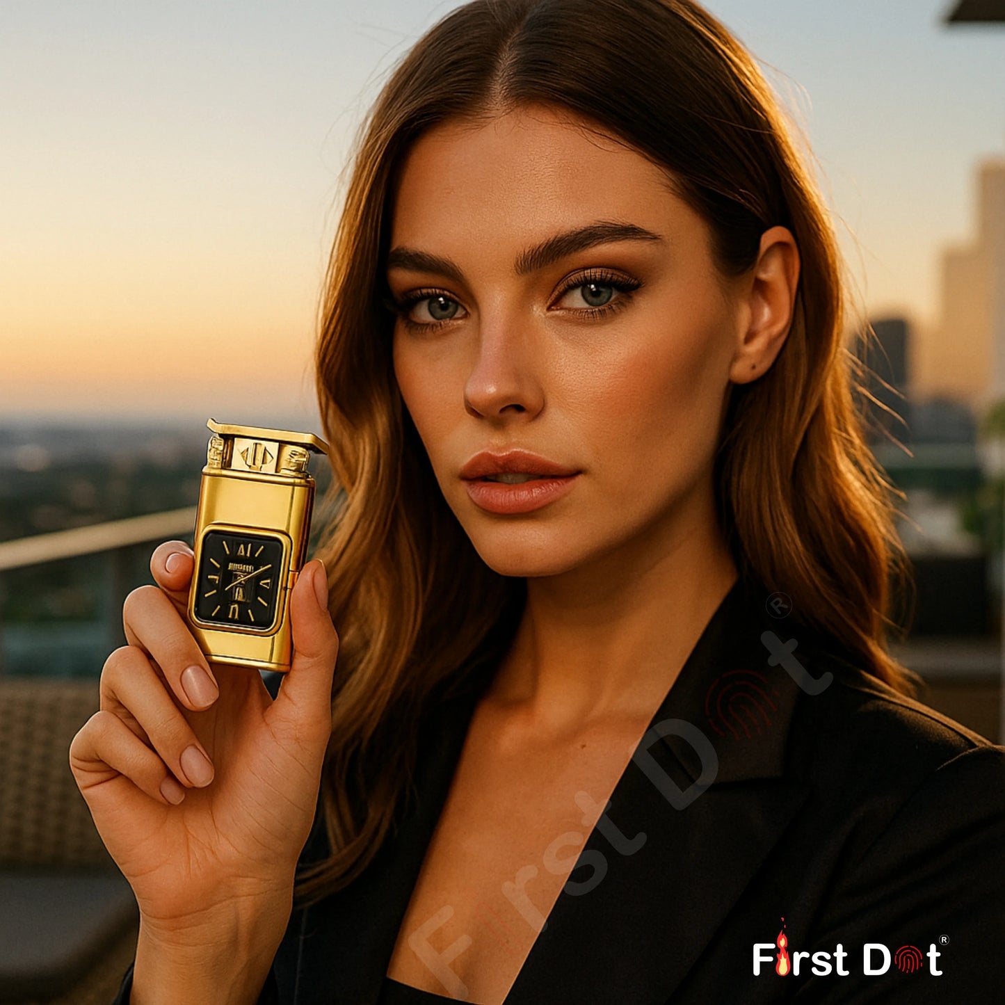 Premium Transparent Clock Lighter – Lighter for Men Gold