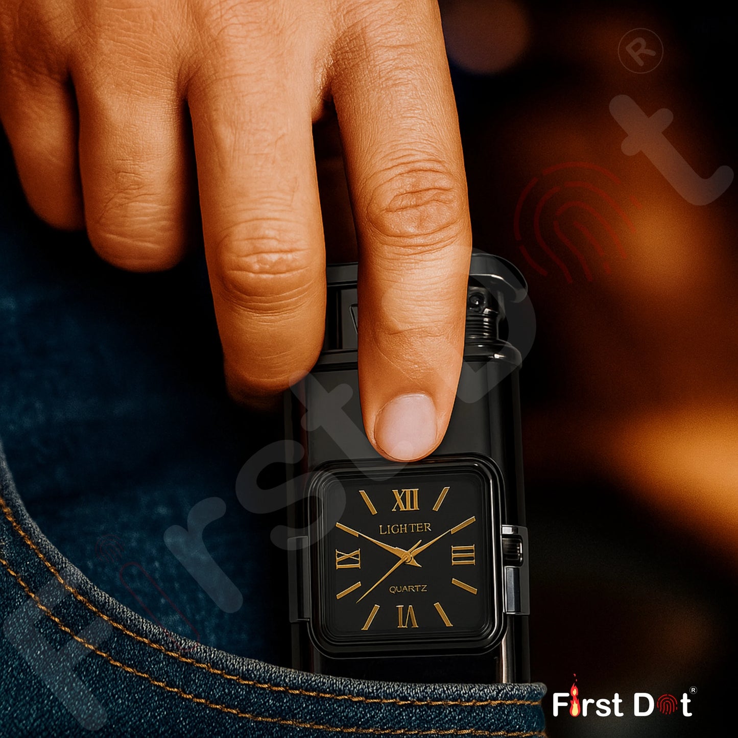 Premium Transparent Clock Lighter – Lighter for Men Grey