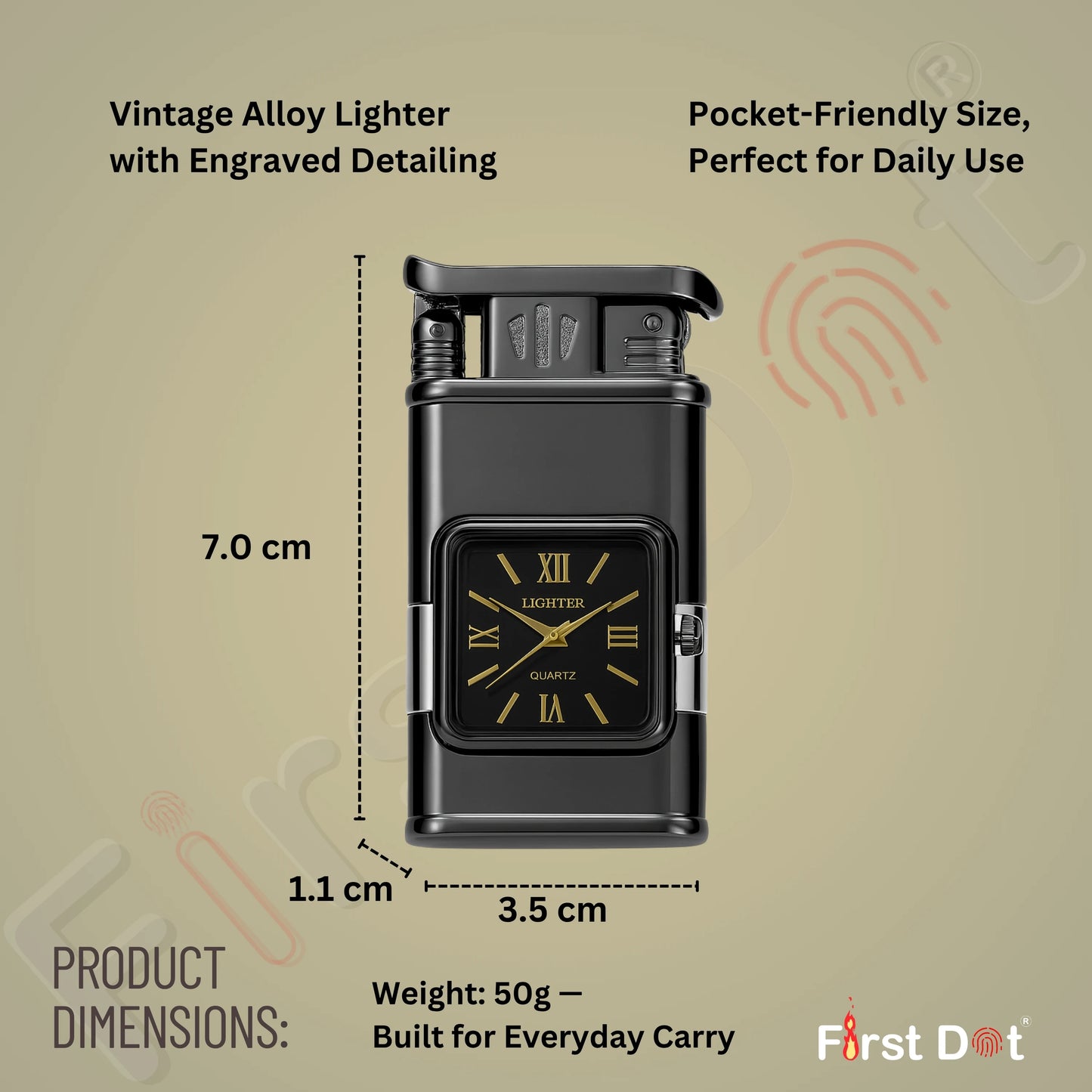 Premium Transparent Clock Lighter – Lighter for Men Grey