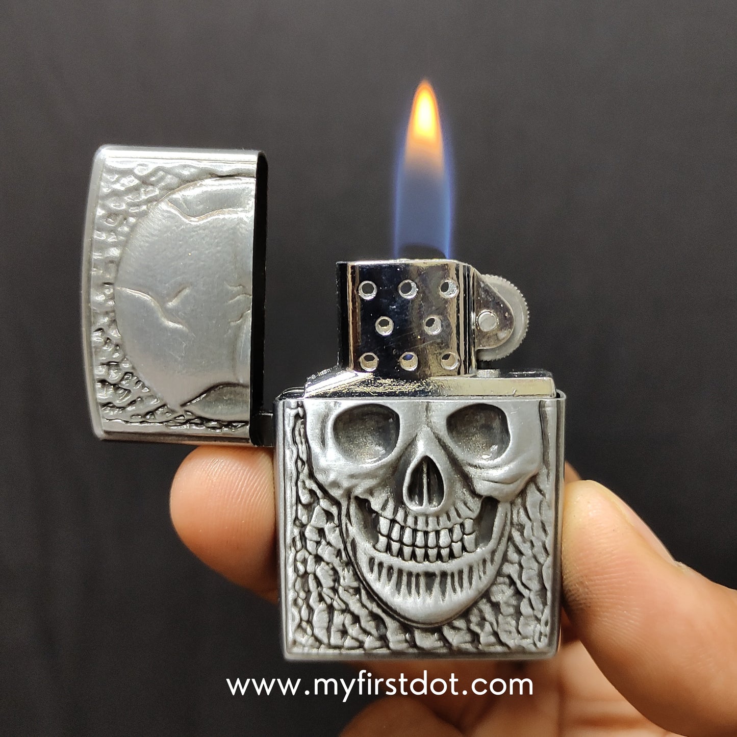 Skull Classic Lighter | Windproof Cigarette Lighter Silver