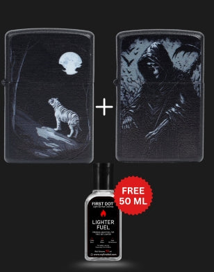 Combo of 2 Street Graphic Cigarette Lighters | Premium Box + Free 50ml Fuel