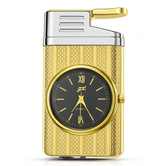Striped Jet Flame Luxury Watch Lighter for Men - Gold