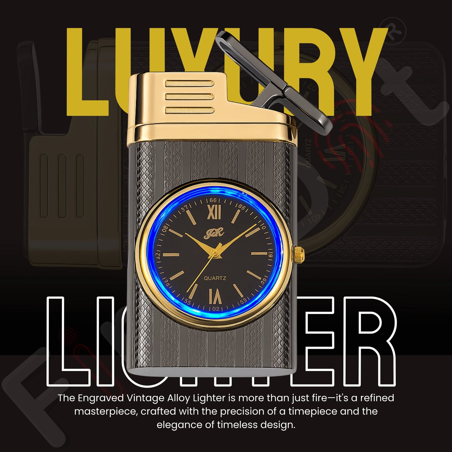 Striped Jet Flame Luxury Watch Lighter for Men - Grey