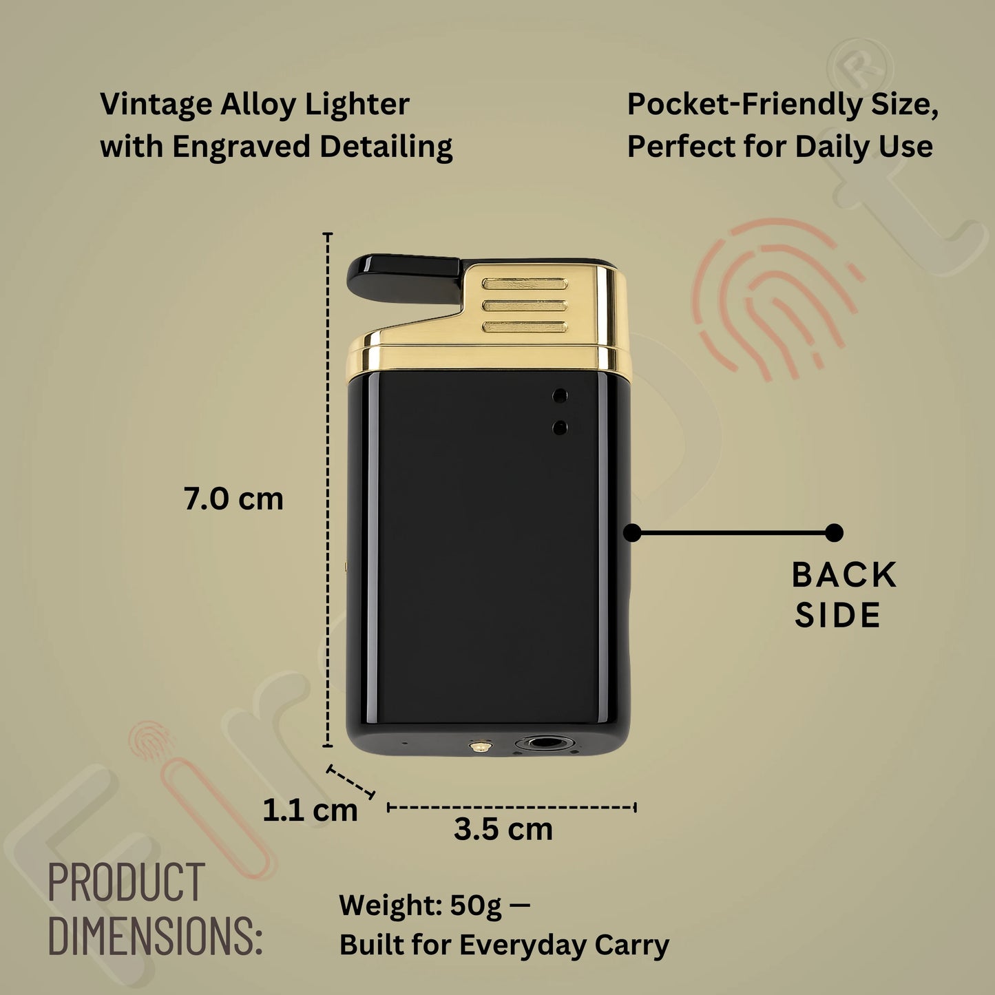 Striped Jet Flame Luxury Watch Lighter for Men - Grey