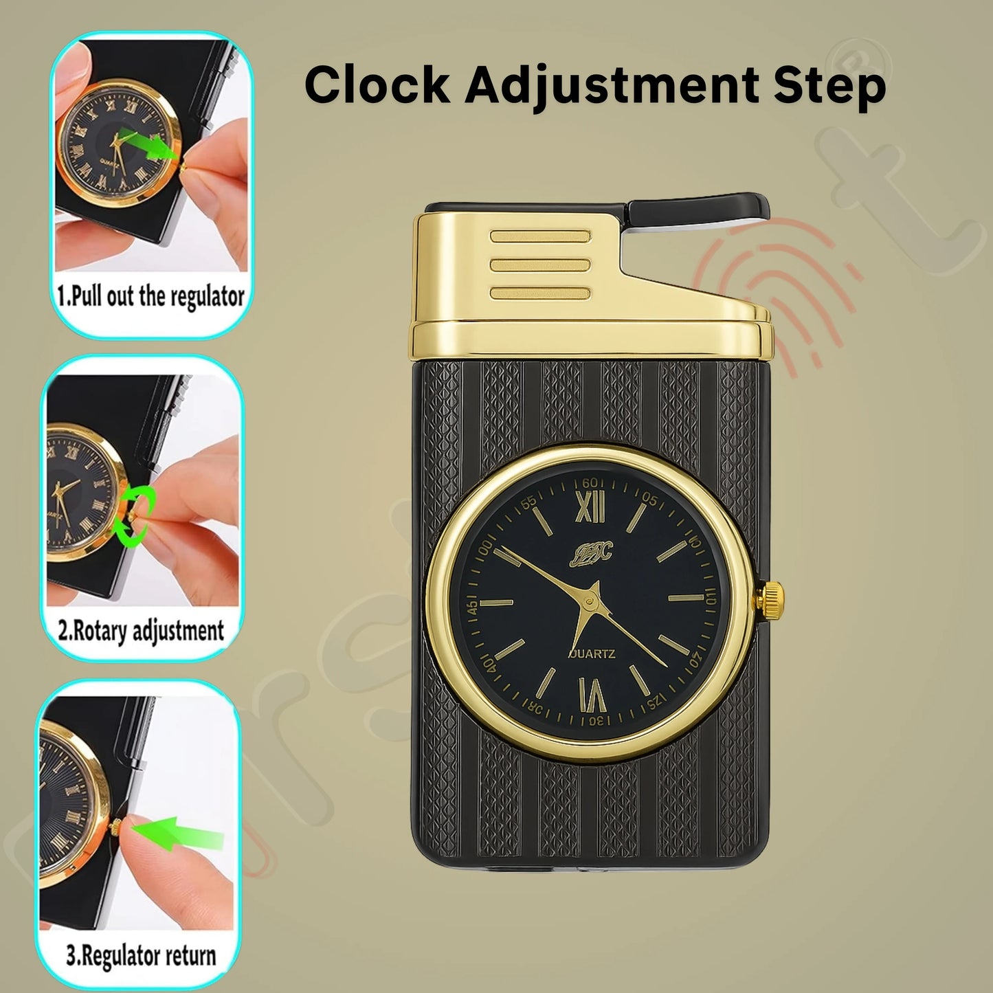 Striped Jet Flame Luxury Watch Lighter for Men - Grey
