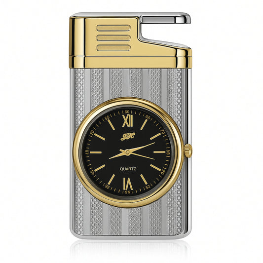 Striped Jet Flame Luxury Watch Lighter for Men - Silver
