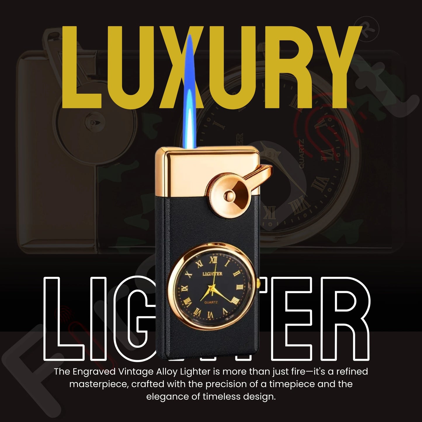 Swing Arm Luxury Retro Watch Lighter for Men - Black