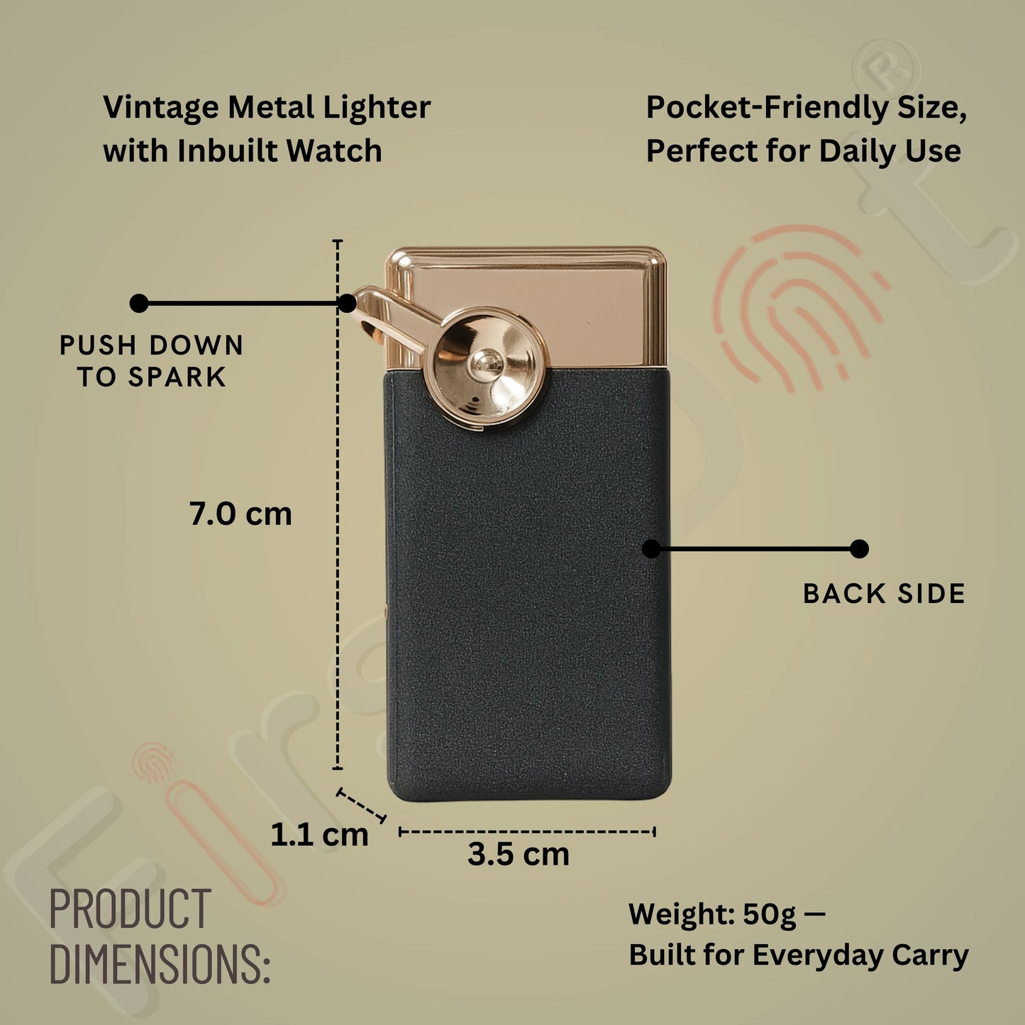 Swing Arm Luxury Retro Watch Lighter for Men - Black