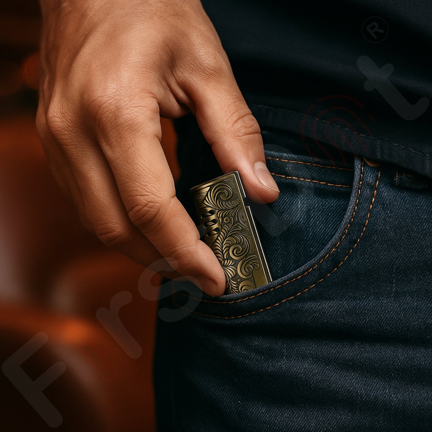 Vintage Embossed Butane Gas Windproof Metal Lighter