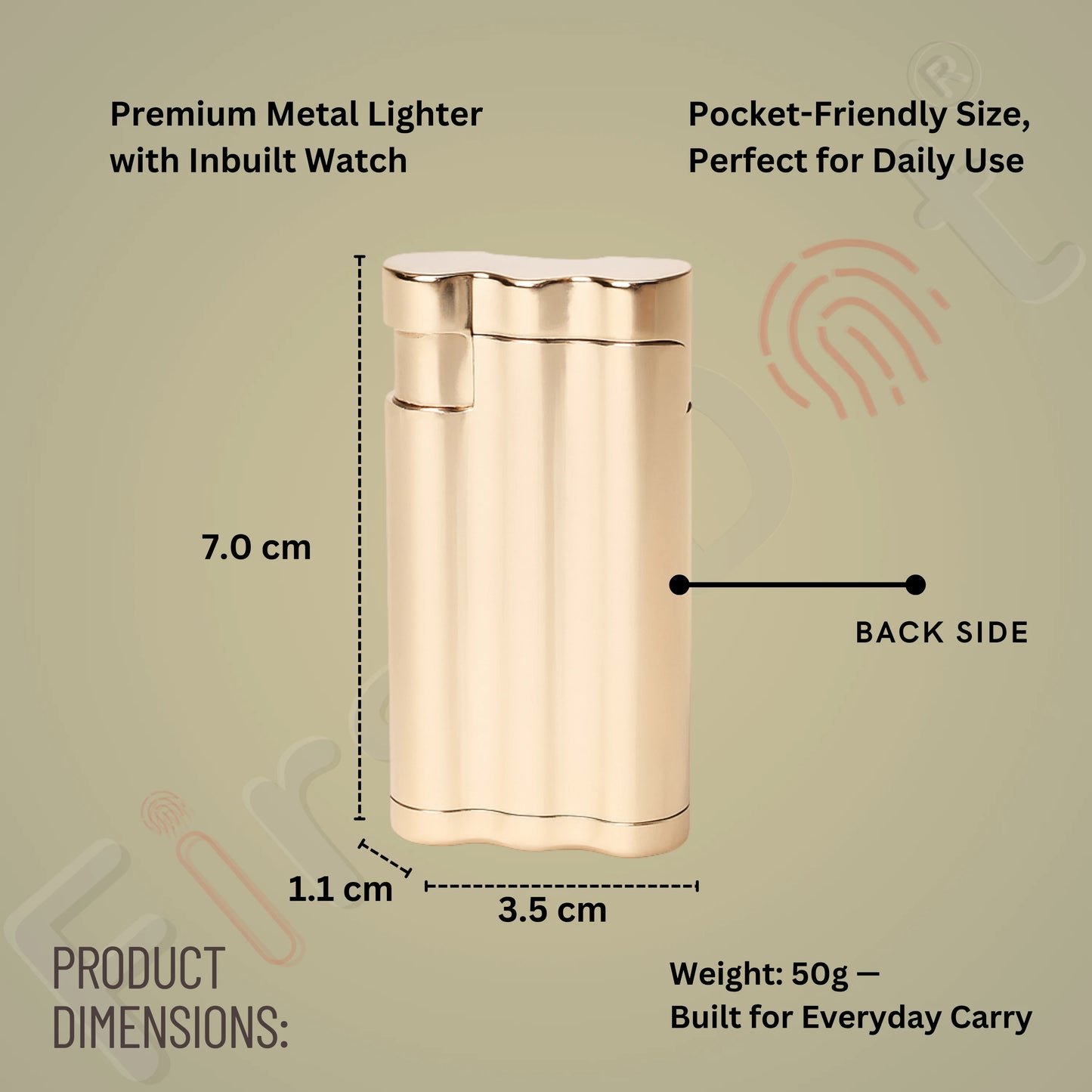 Vintoro Luxury Dual-Use Classic Watch Lighter for Men - Gold