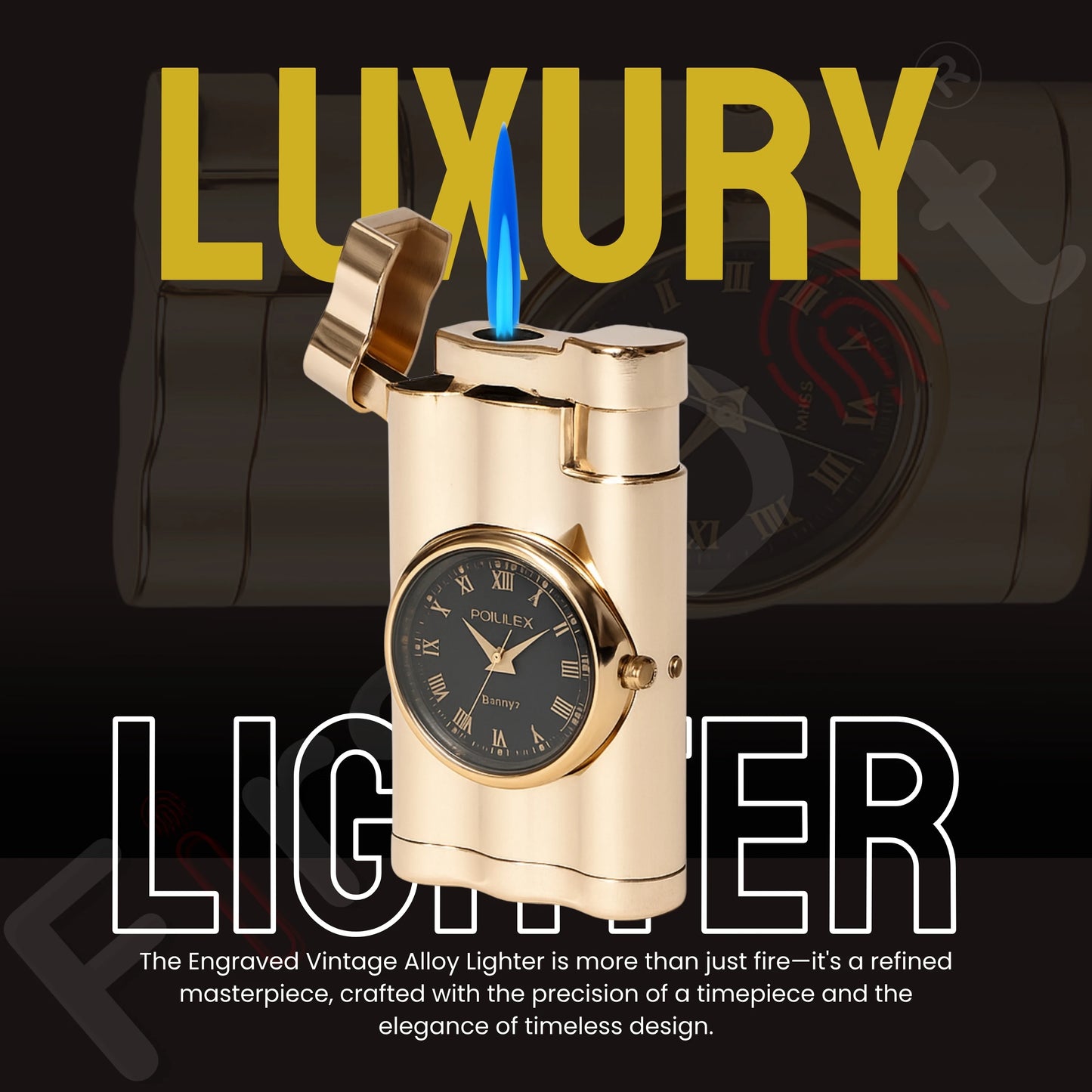 Vintoro Luxury Dual-Use Classic Watch Lighter for Men - Gold