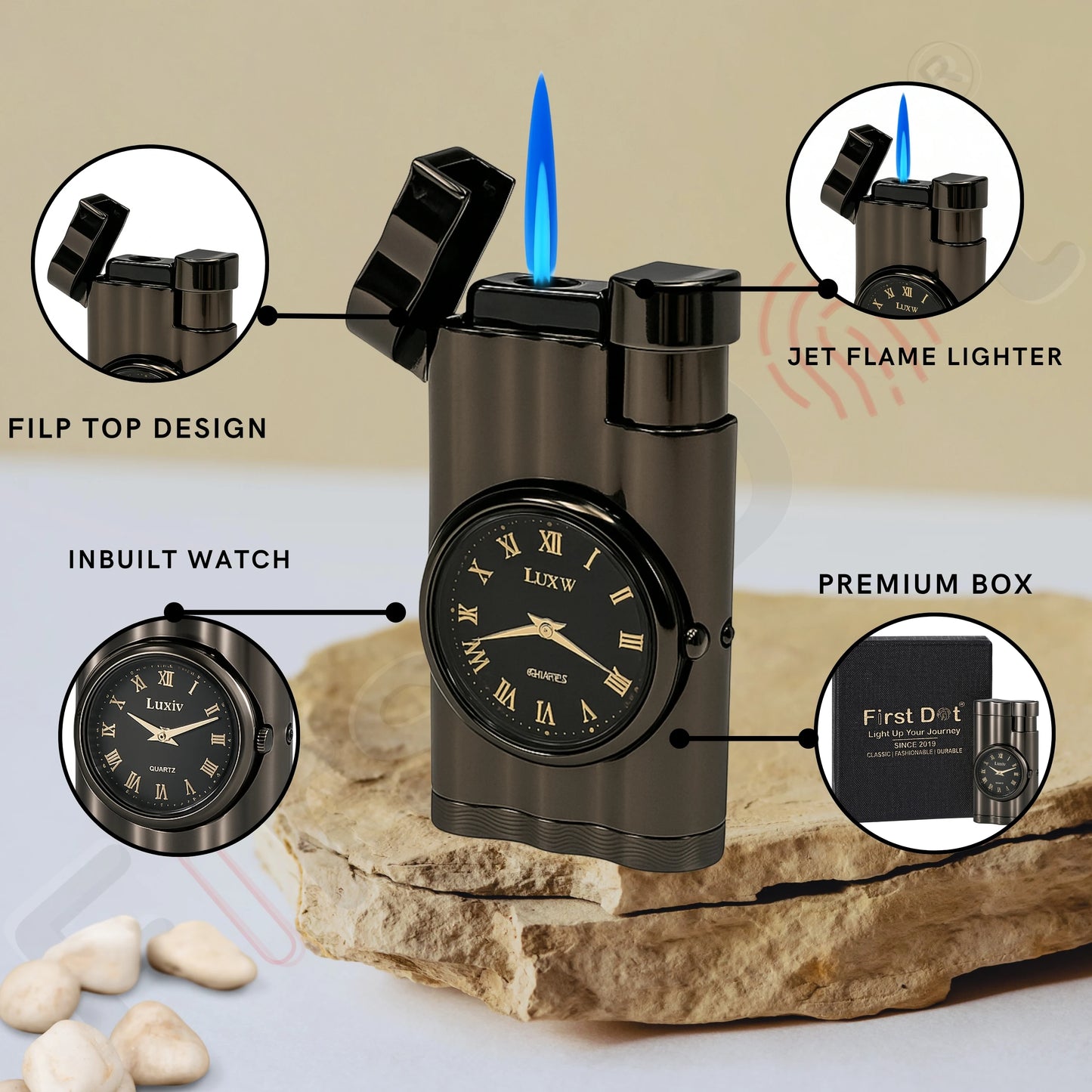 Vintoro Luxury Dual-Use Classic Watch Lighter for Men - Grey