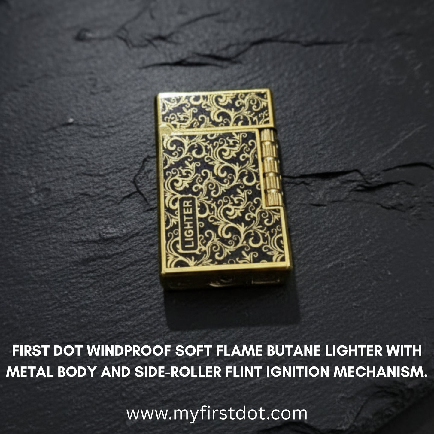 Vortex Premium Metal Body Side-Roller Flint Lighter (Butane Gas)