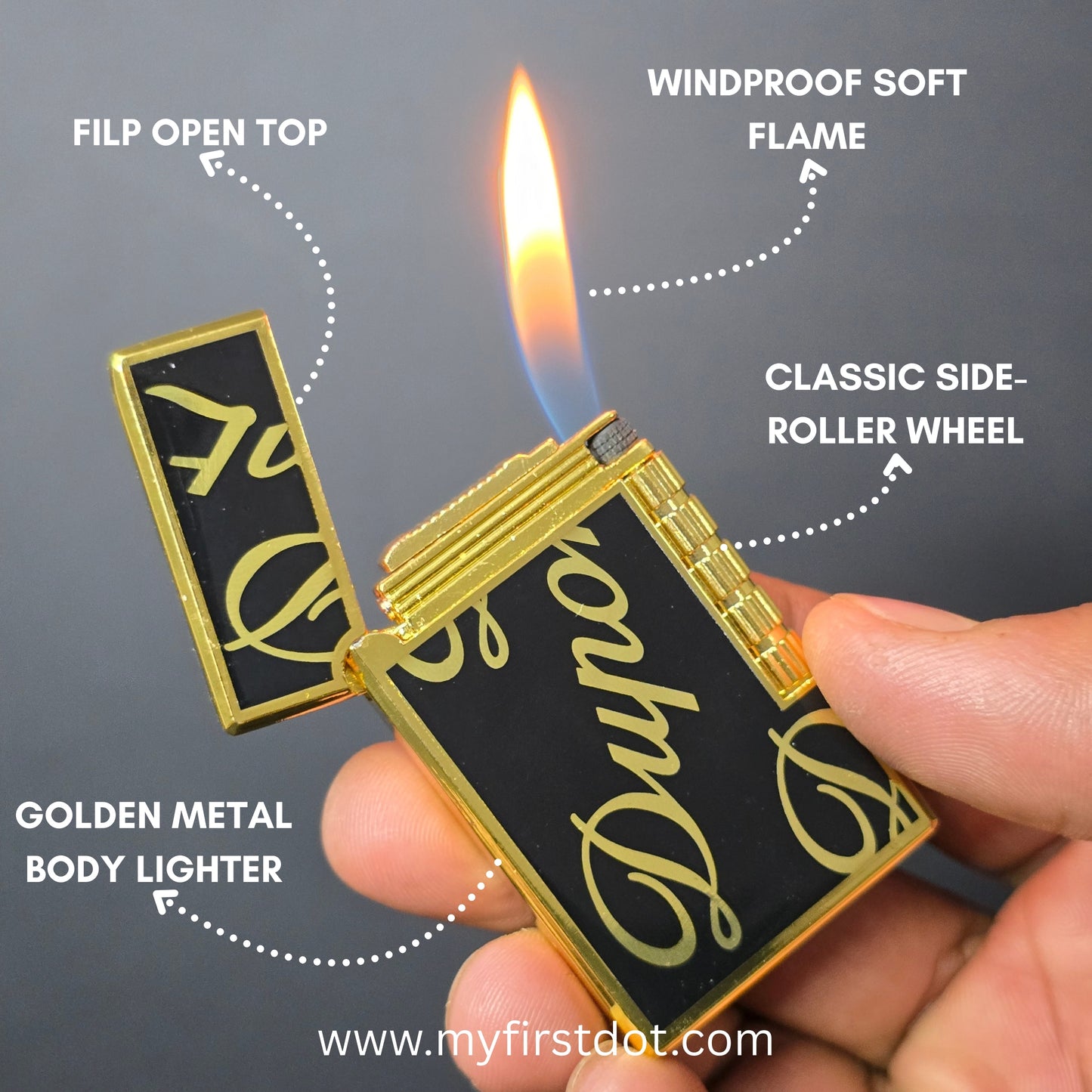 Premium Metal Body Side-Roller Flint Lighter (Butane Gas)