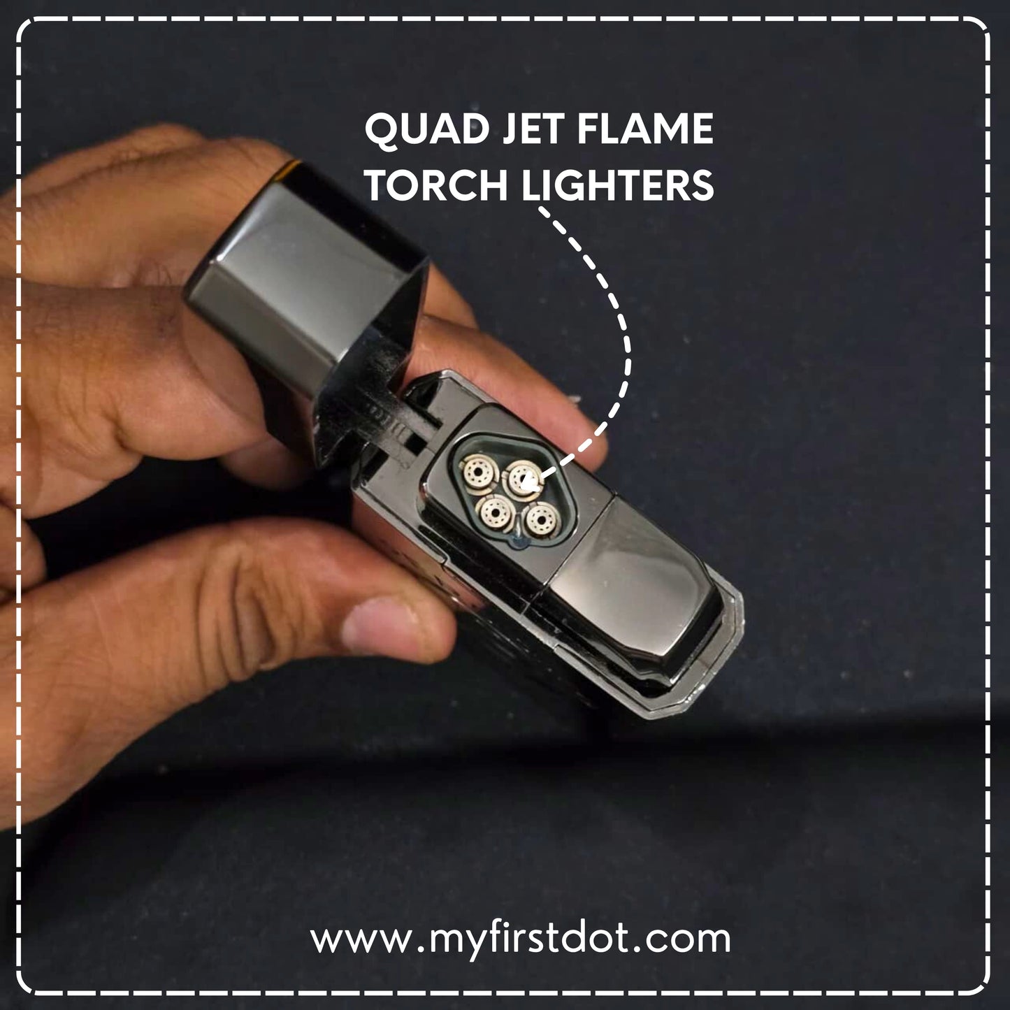 Quad Torch Cigar Lighter – Windproof Butane Jet Flame