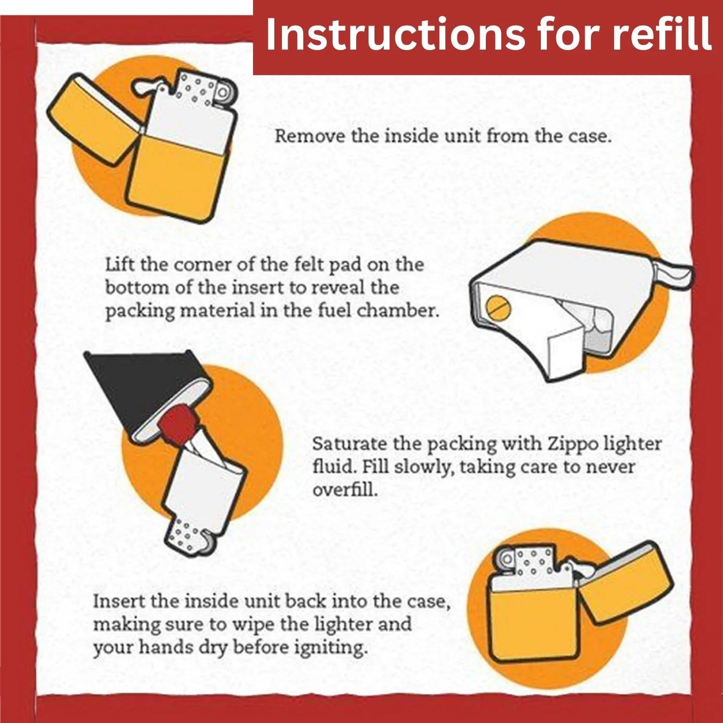 Instructions for refilling a Death Note Skull Premium Refillable Cigarette Lighter First Dot