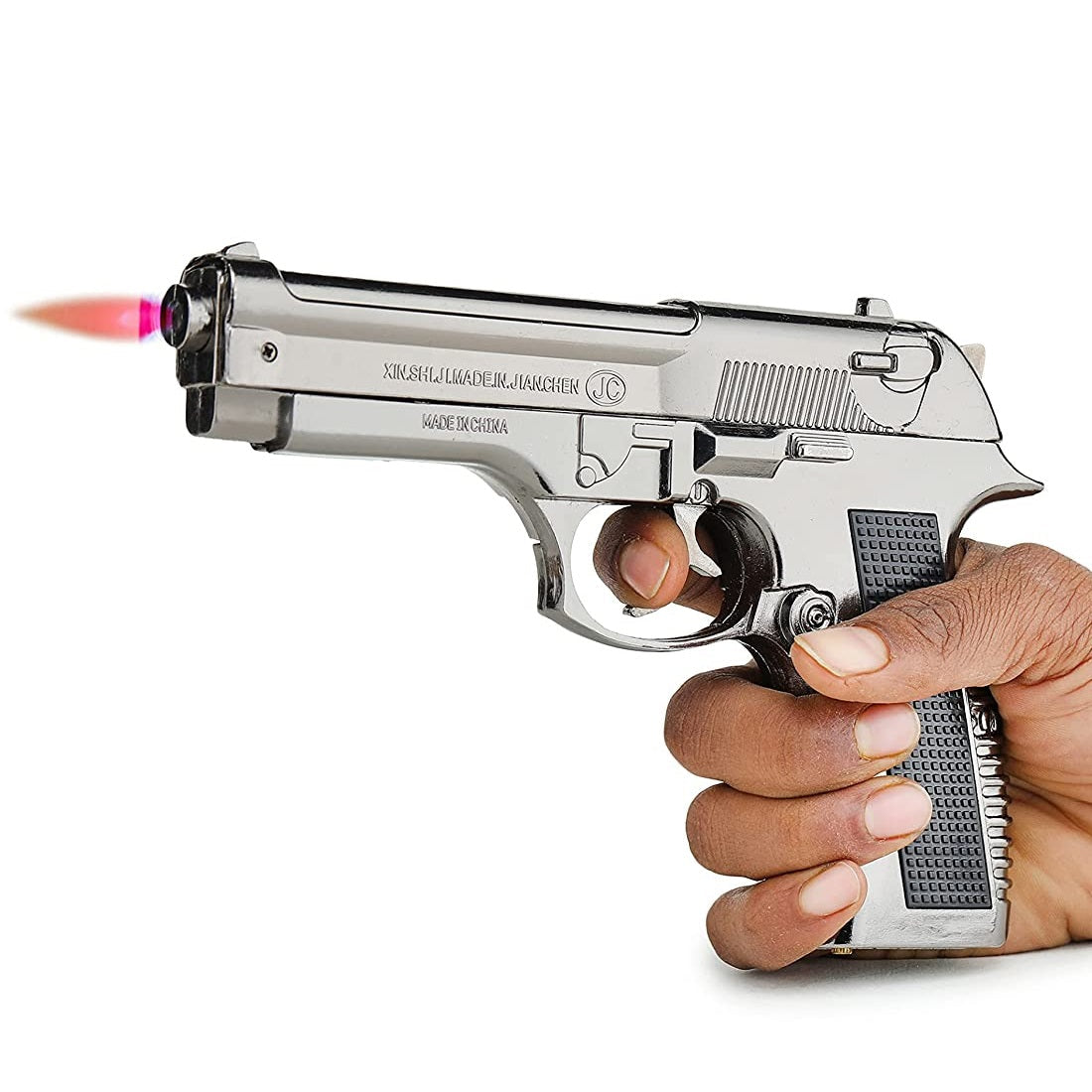 608 Gun Lighter – Heavy Metal Barrel Pull Back Jet Flame | First Dot