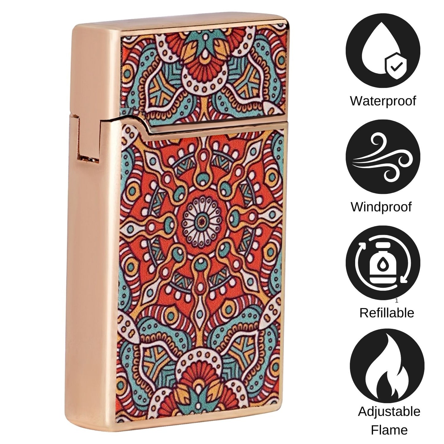First Dot Mandala Art Luxury Windproof Lighter Gift for Men - Pocket Lighter